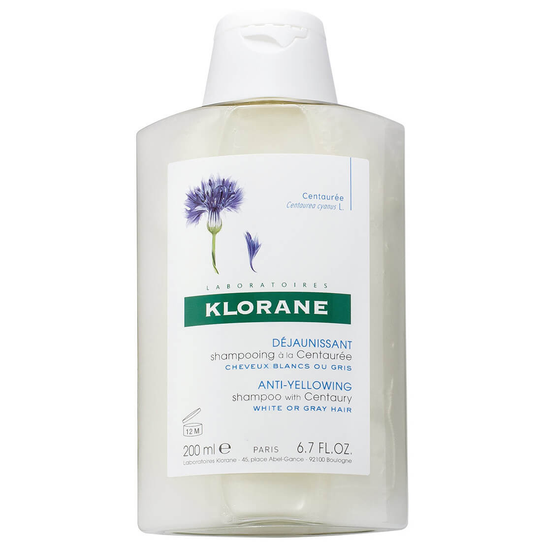 Klorane Shampoo Centauree Σαμπουάν με Κενταυρίδα για Λευκά – Γκρίζα Μαλλιά 200ml
