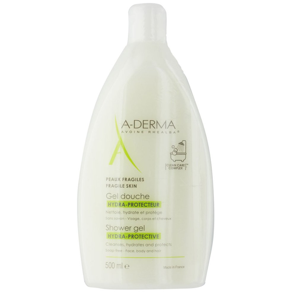 A-Derma Gel Douche Hydra-Protective Αφρίζον Ζελ Καθαρισμού,Πρόσωπο Σώμα & Μαλλιά, Εύθραυστο Δέρμα Όλης της Οικογένειας 500ml