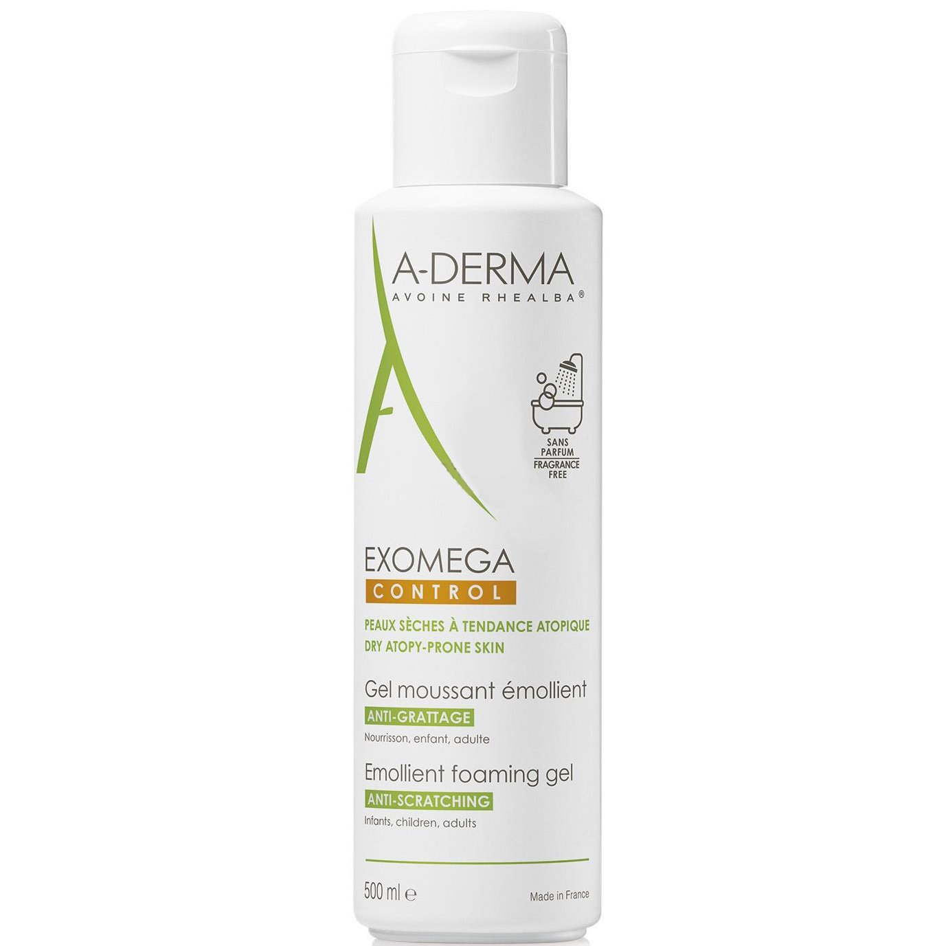 A-Derma Exomega Control Gel Moussant Emolient Κρεμώδης Αφρός Καθαρισμού σε Μορφή Gel για το Ατοπικό Δέρμα 500ml