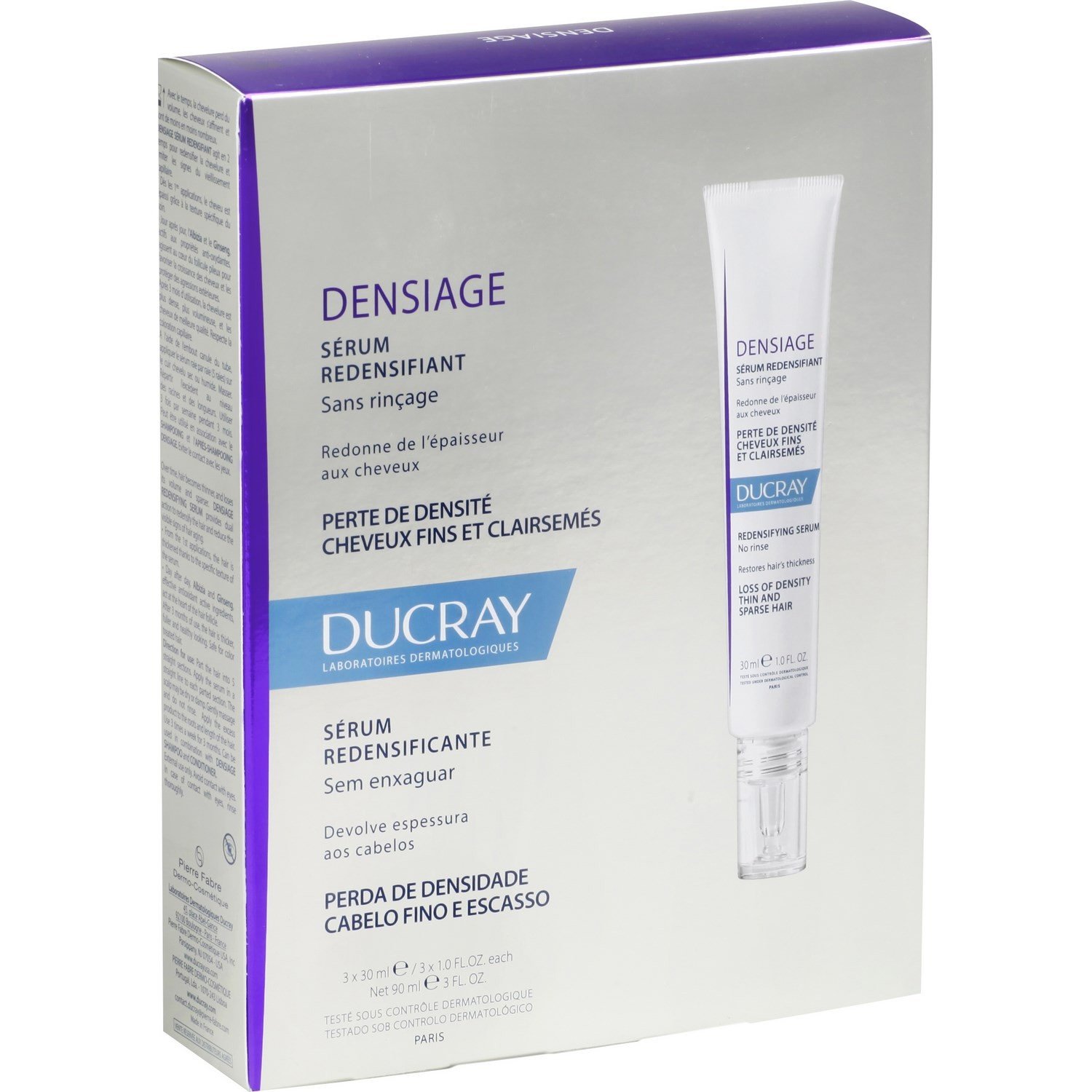 Ducray Densiage Serum Redensifiant Ορός Πυκνότητας Χωρίς Ξέπλυμα για Λεπτά Αραιά Μαλλιά που Σπάνε 3x30ml