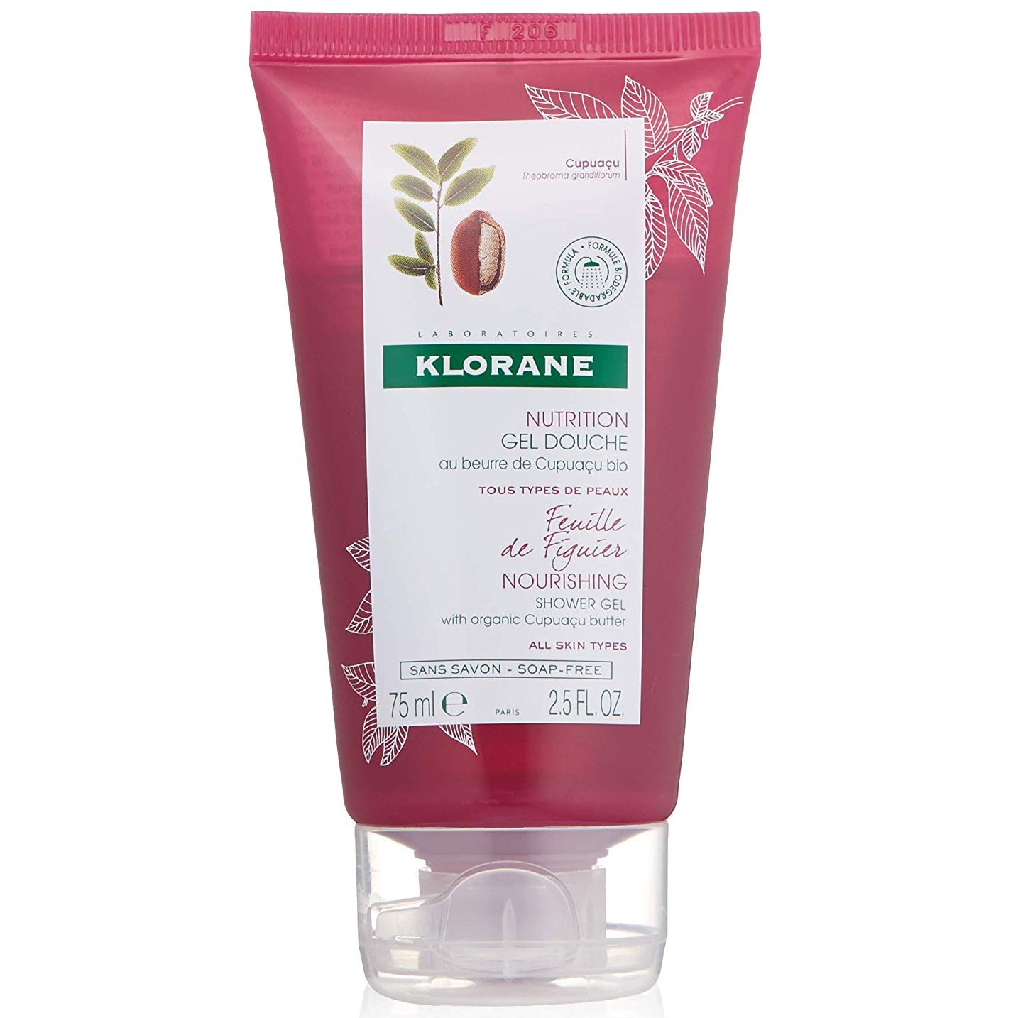 Klorane Travel Size Nourishing Shower Gel Organic Cupuacu Butter & Fig Leaf Απαλό Αφρόλουτρο με Εκχύλισμα Φύλλου Συκιάς 75ml
