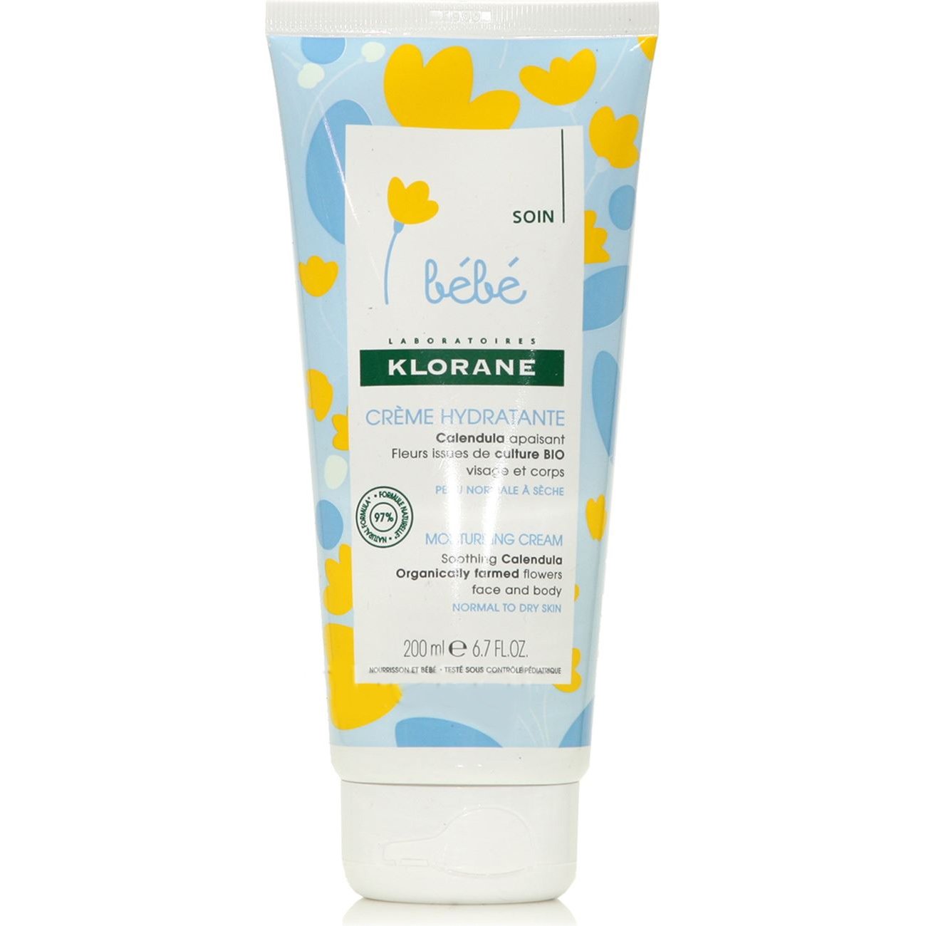 Klorane Bebe Creme Hydratante Calendula Βρεφική Ενυδατική Κρέμα Προσώπου Σώματος με Οργανική Καλέντουλα 200ml