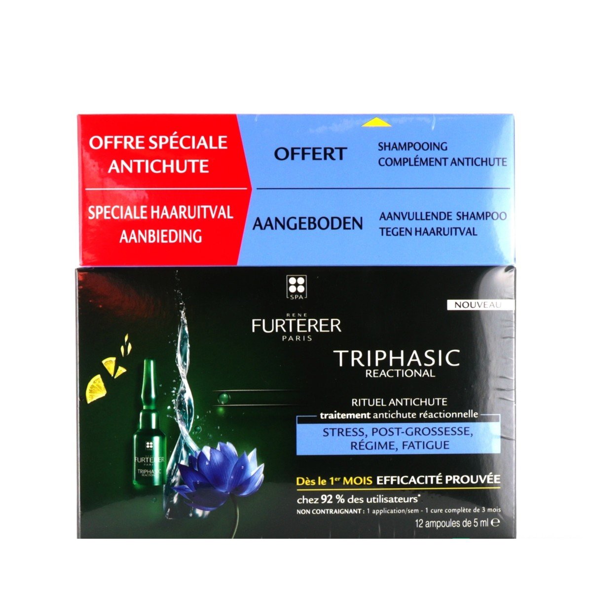 René Furterer Triphasic Reactional 12x5ml + Rene Furterer Triphasic Anti Hair Loss Ritual Shampoo 100ml