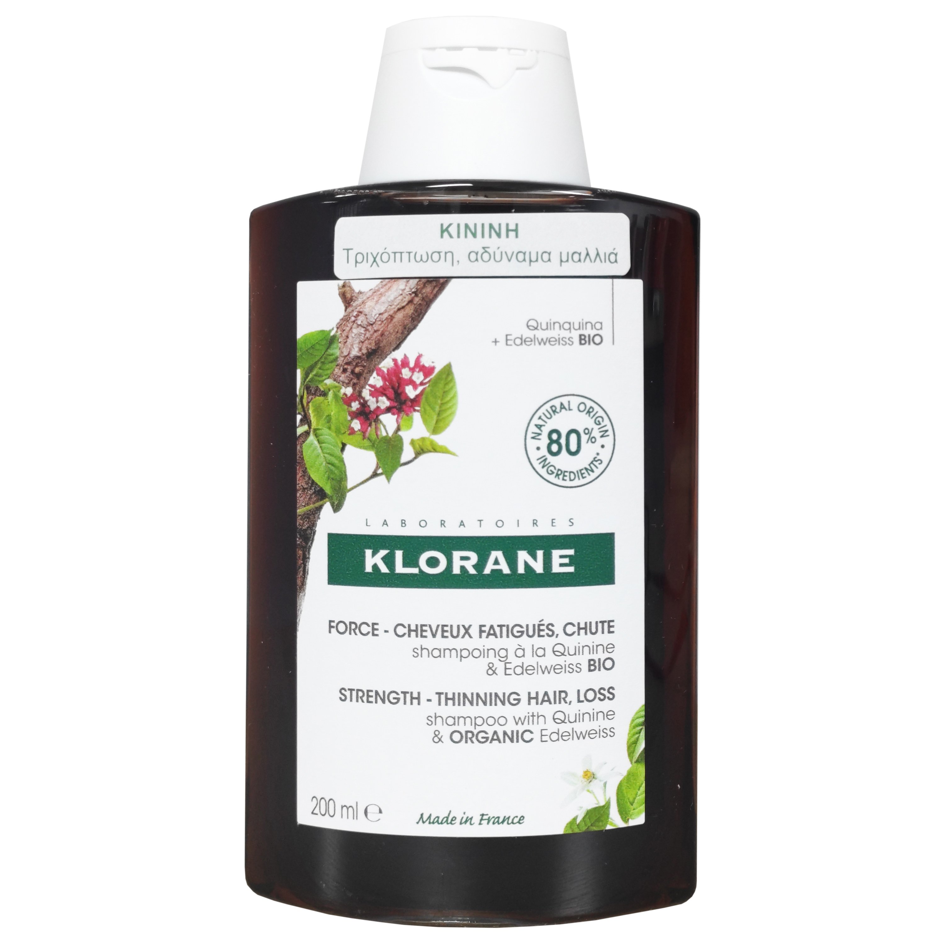 Klorane Shampooing a la Quinine & Edelweiss Bio Σαμπουάν με Κινίνη Κατά της Τριχόπτωσης 200ml