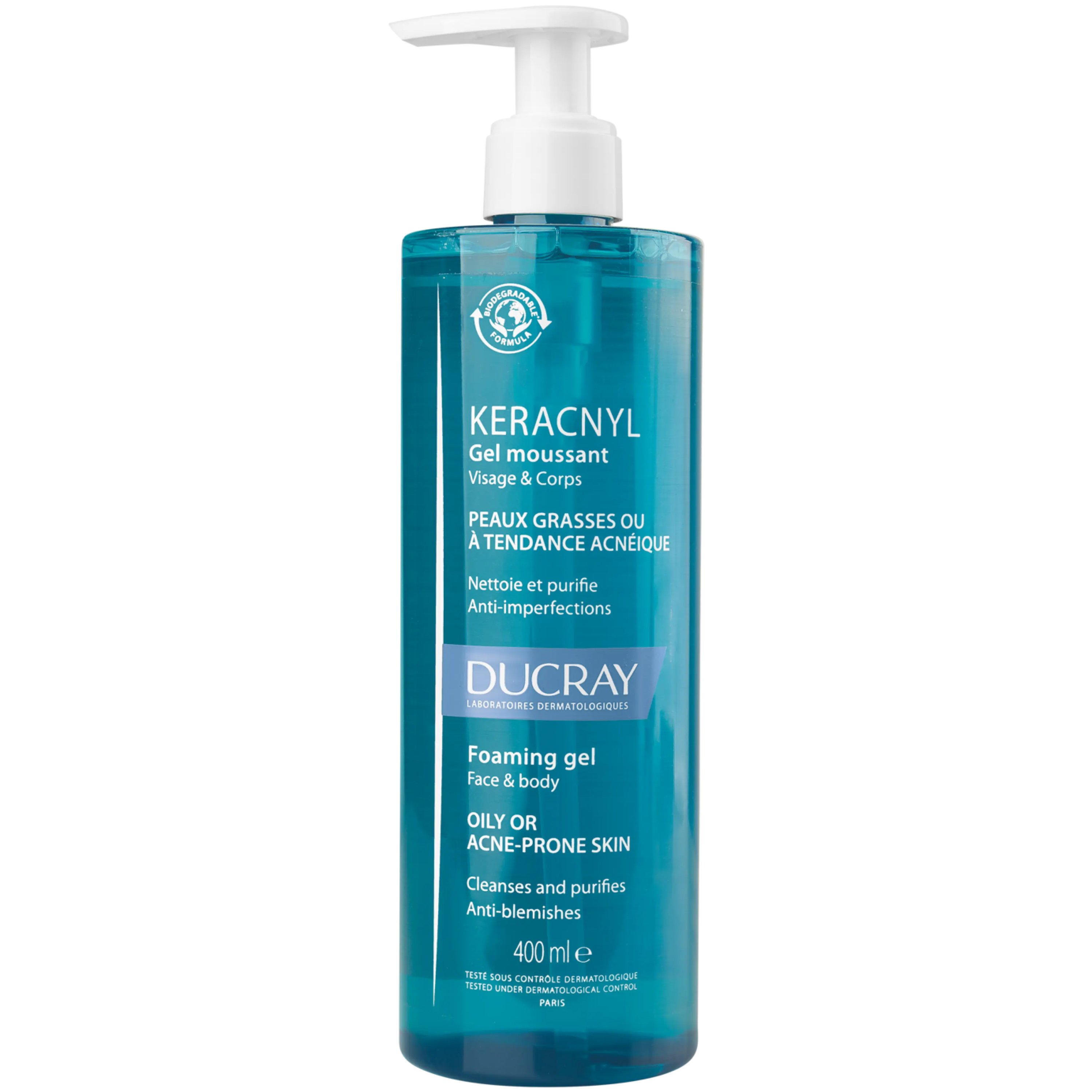 Ducray Ducray Keracnyl Gel Moussant Gel Καθαρισμού Προσώπου & Σώματος για Δέρματα με Ατέλειες - 400ml