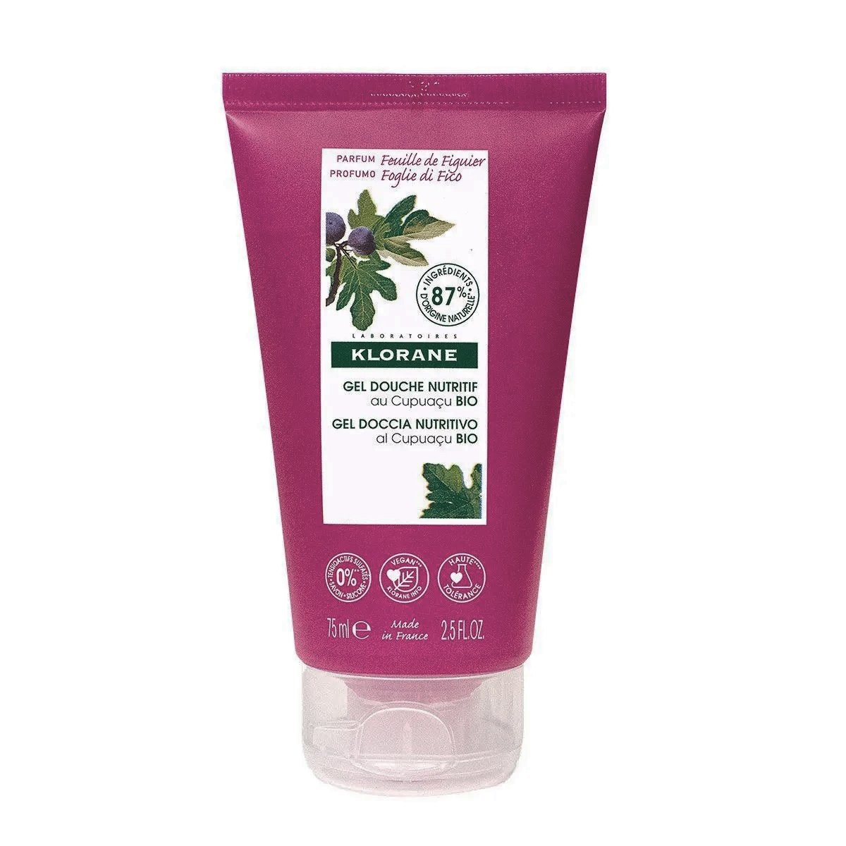 Klorane Travel Size Nourishing Shower Gel Organic Cupuacu Butter & Fig Leaf Απαλό Αφρόλουτρο με Εκχύλισμα Φύλλου Συκιάς 75ml