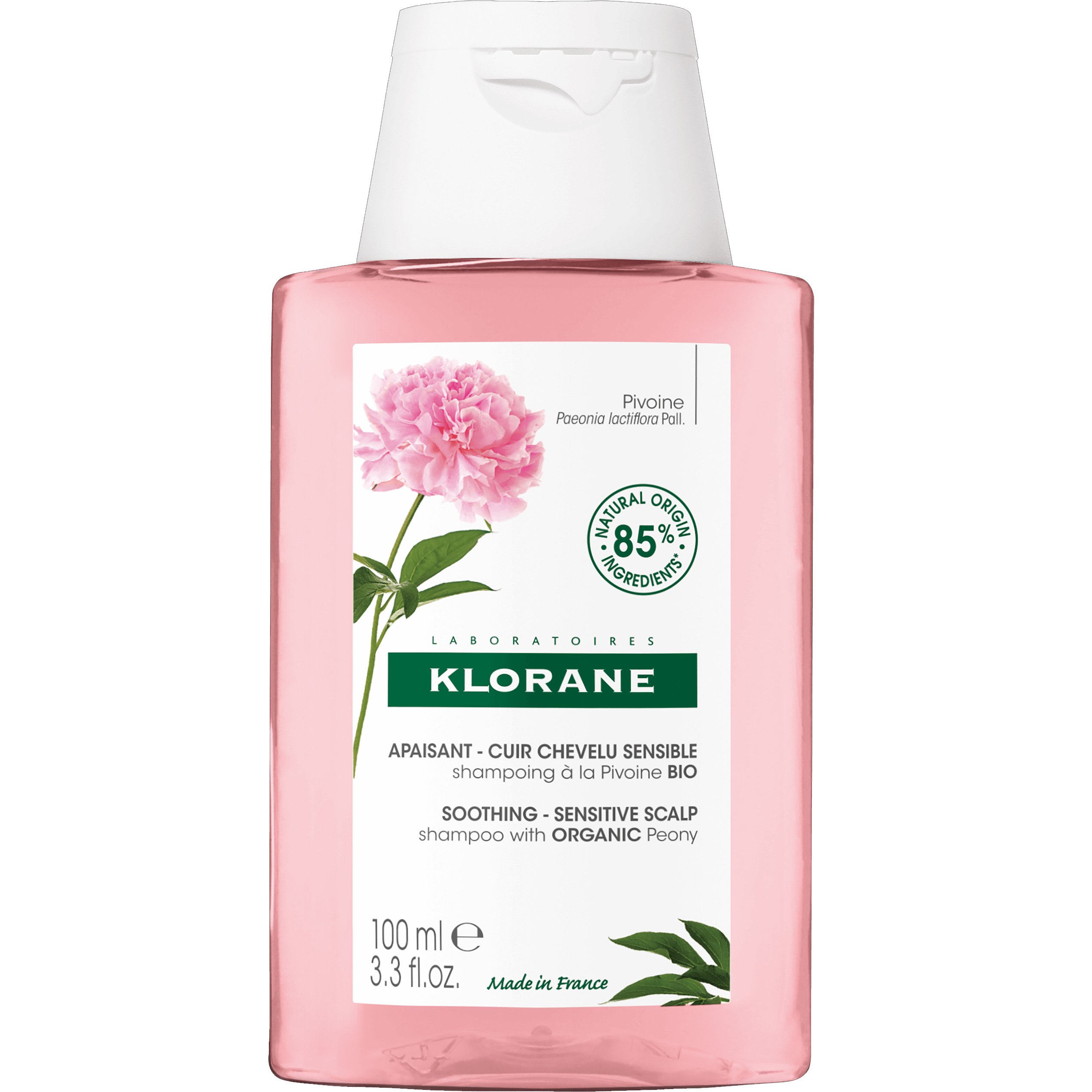 Klorane Peony Soothing & Sensitive Scalp Shampoo Travel Size Καταπραϋντικό Σαμπουάν με Παιώνια για Ευαίσθητο & Ερεθισμένο Τριχωτό 100ml