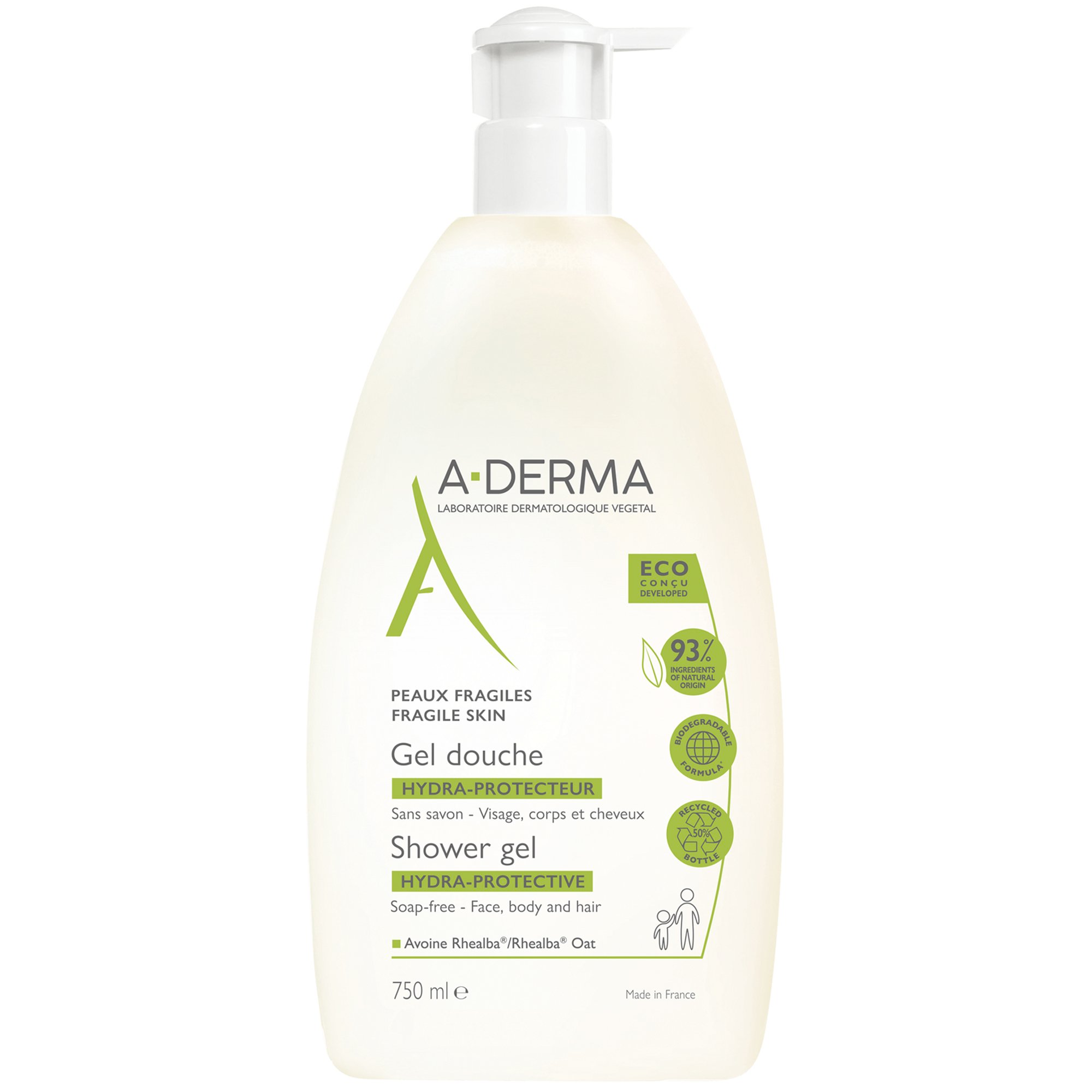 A-Derma Hydra Protective Shower Gel Απαλό Gel Καθαρισμού για Όλη την Οικογένεια 750ml