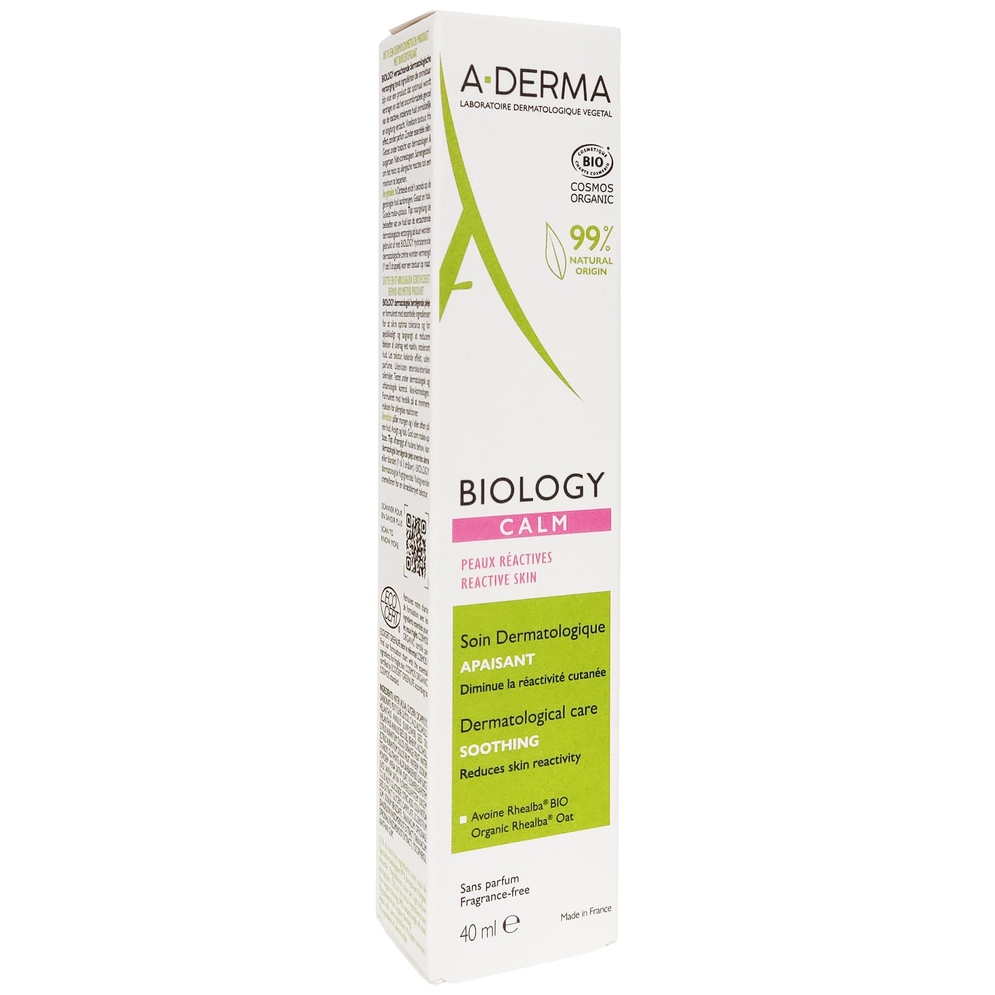A-Derma Biology Calm Dermatological Care Soothing Δερματολογική Καταπραϋντική Φροντίδα Προσώπου 40ml