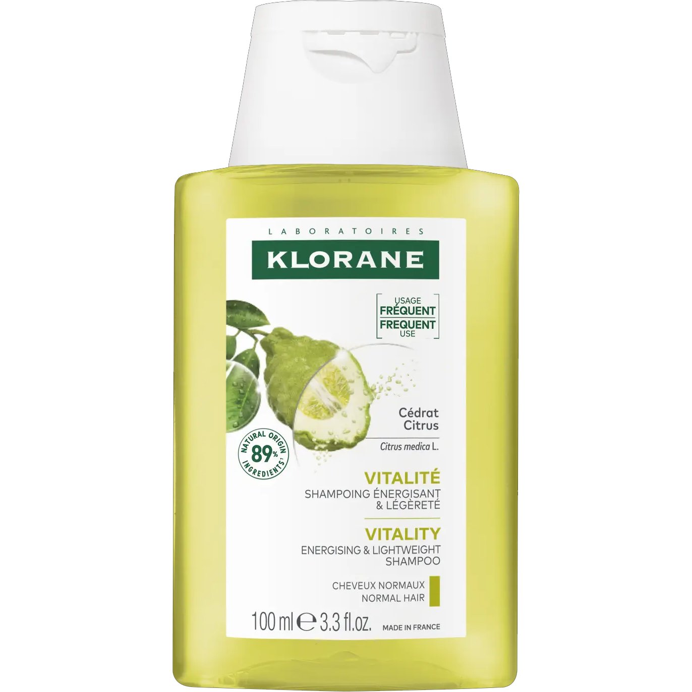 Klorane Citrus Shampoo Normal to Oily Hair Σαμπουάν με Κίτρο για Κανονικά ή Λιπαρά Μαλλιά Travel Size 100ml