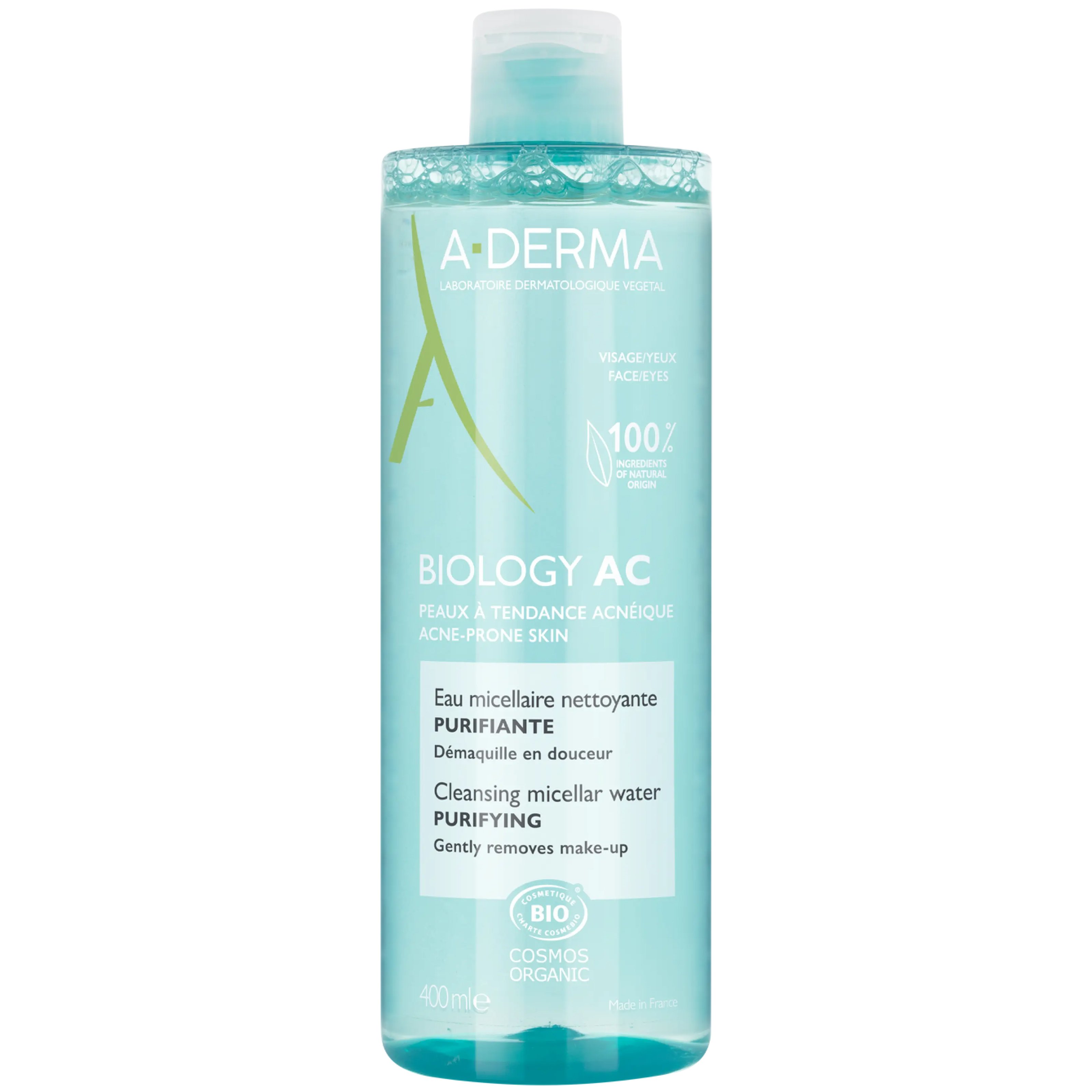 A-Derma A-Derma Biology AC Cleansing Micellar Water Νερό Καθαρισμού & Ντεμακιγιάζ Προσώπου, Ματιών με Μικύλλια για Λιπαρές Επιδερμίδες με Τάση Ακμής 400ml