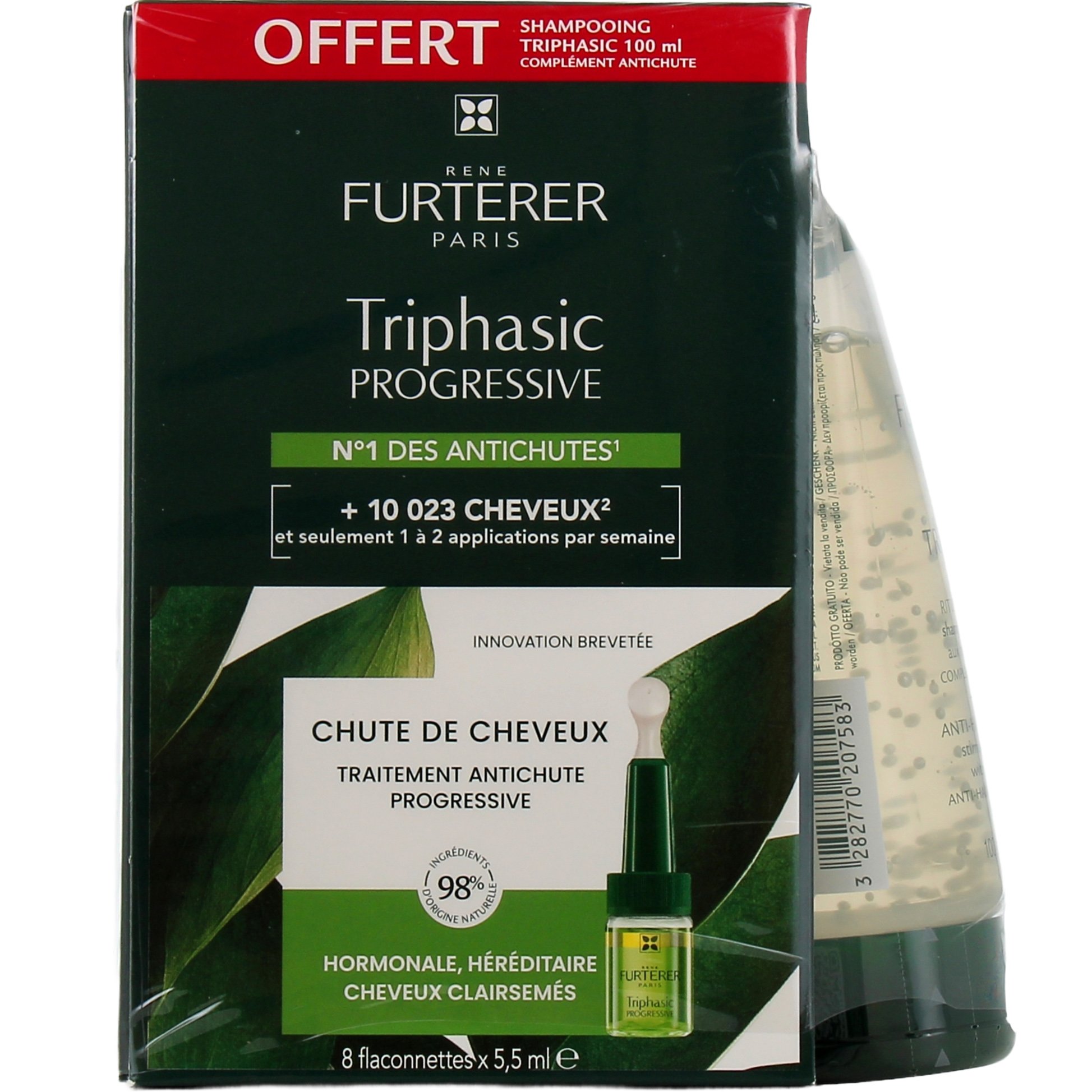 Rene Furterer Πακέτο Προσφοράς Triphasic Progressive Anti-Hair Loss Treatment 8×5.5ml & Δώρο Triphasic Anti-Hair Loss Ritual Shampoo 100ml