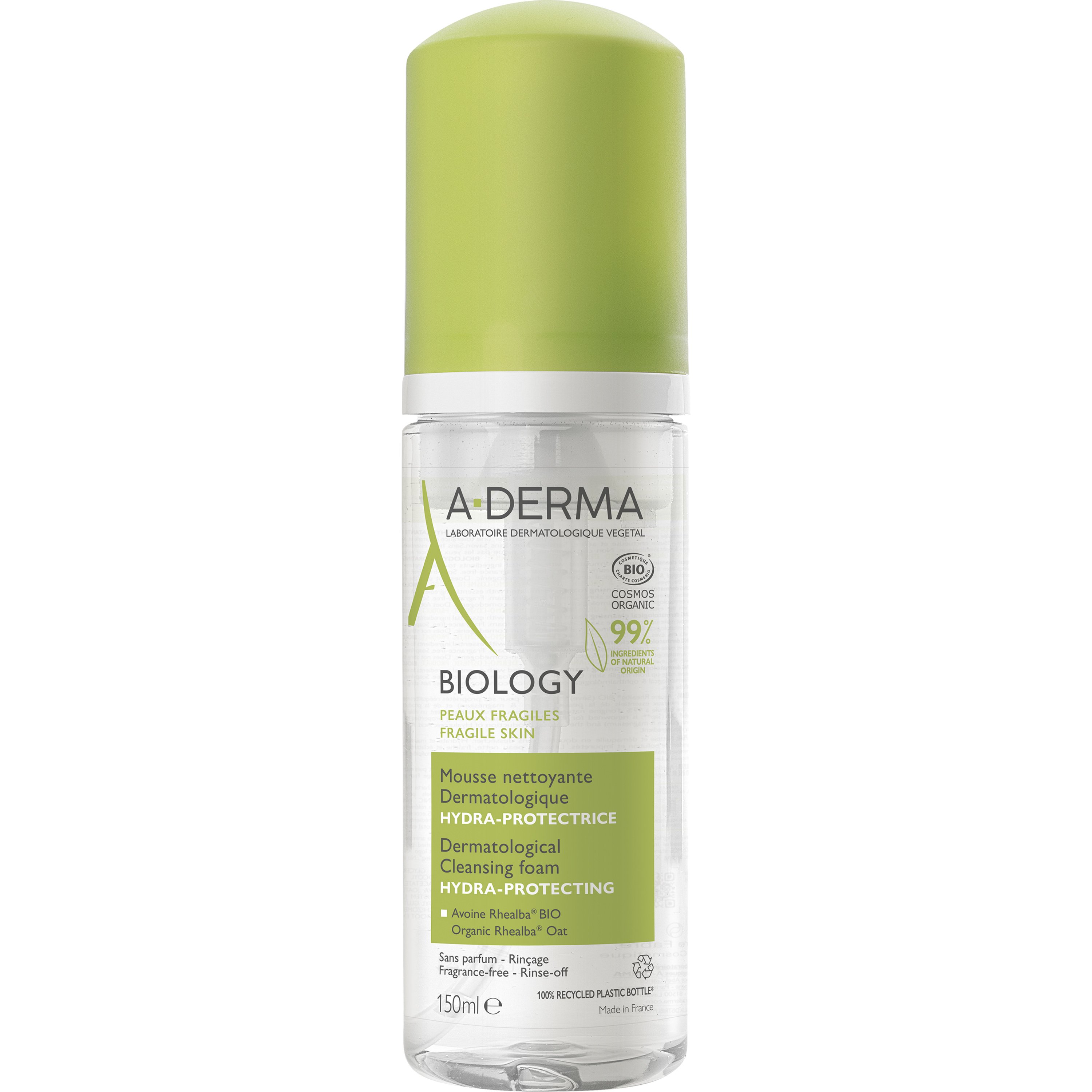 A-Derma A-Derma Biology Cleansing Foam Δερματολογικός Αφρός Καθαρισμού & Ντεμακιγιάζ Προσώπου, Ματιών για Ευαίσθητες Επιδερμίδες 150ml