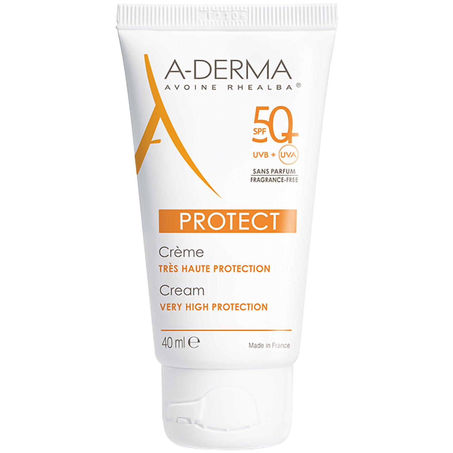 A-Derma Protect Creme Visage Spf50+ Fragrance Free Αντηλιακή Κρέμα Προσώπου Πολύ Υψηλής Προστασίας Χωρίς Άρωμα για Κανονική – Ξηρή Επιδερμίδα 40ml