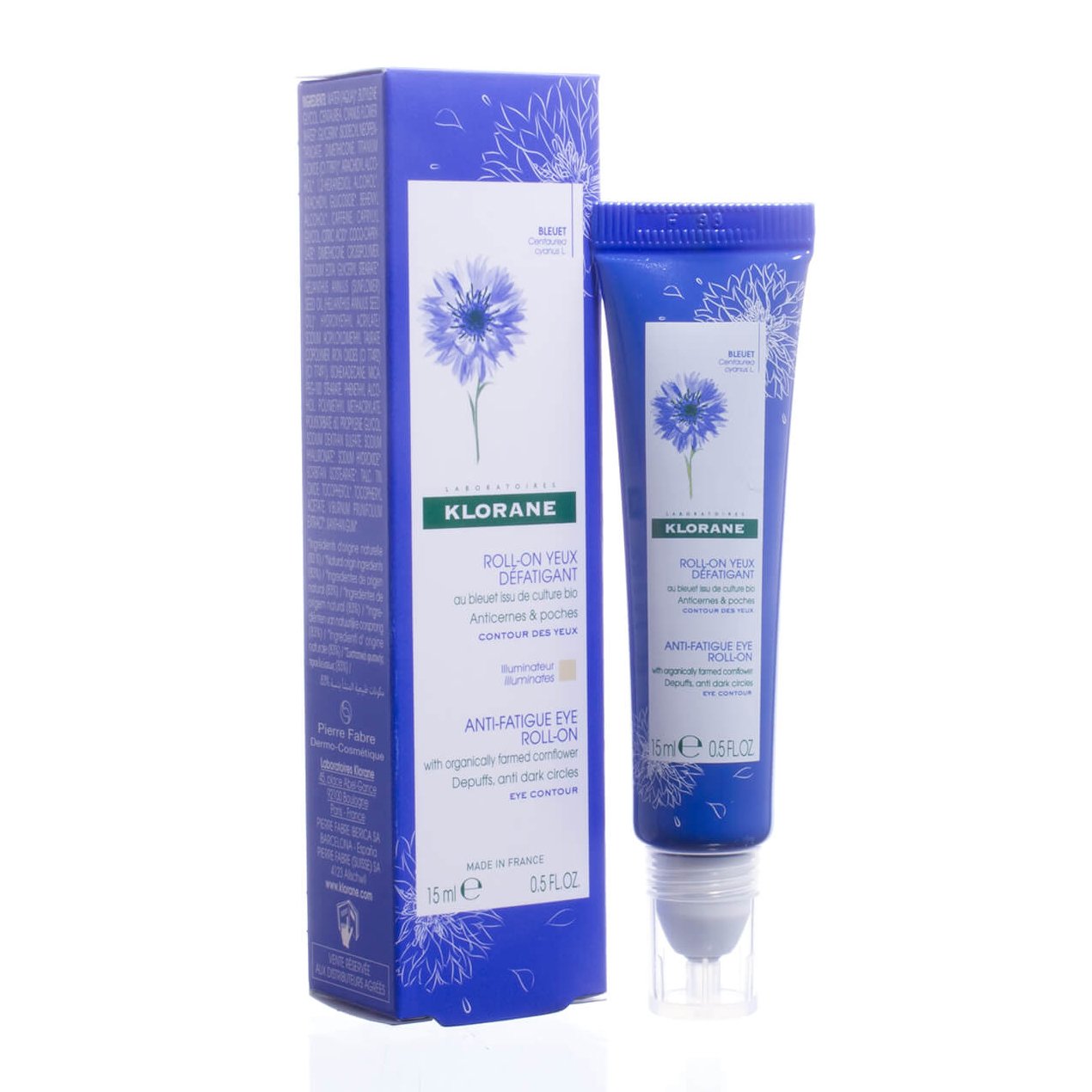 Klorane Bleuet Anti-Fatique Eye Roll-On Ολοκληρωμένη Φροντίδα Ματιών για Ξεκούραστο, Φωτεινό Βλέμμα 15ml