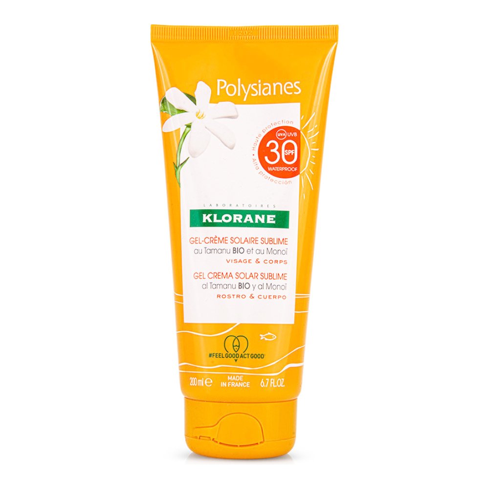 Klorane Polysianes Gel Cream Solar Sublime Spf30 with Monoi & Tamaru Αντηλιακή Κρέμα - Gel για Πρόσωπο & Σώμα Υψηλής Προστασίας με Monoi & Tamaru 200ml 39504