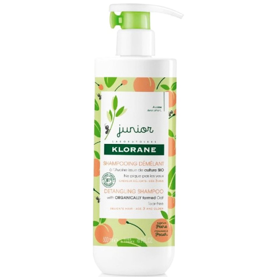 Klorane Junior Detangling Shampoo with Peach Fragrance Απαλό Προστατευτικό Παιδικό Σαμπουάν με Αρωμα Ροδάκινο 500ml