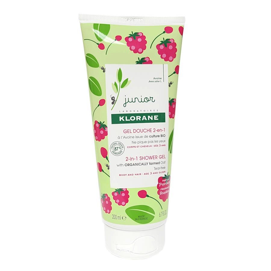 Klorane Junior 2 in 1 Shower Gel Pear Παιδικό Αφρόλουτρο για Σώμα και Μαλλιά με Άρωμα Raspberry 200ml