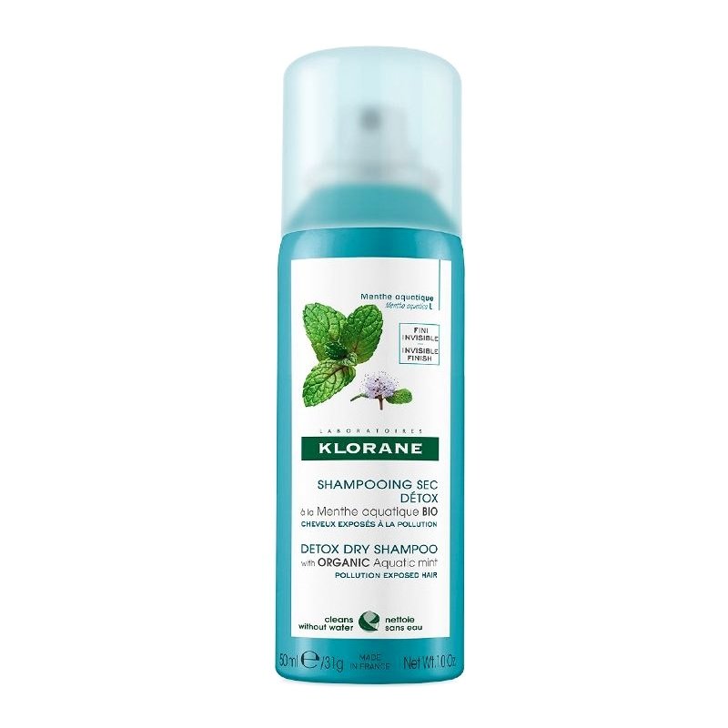 Klorane Shampooing Sec Detox With Organic Aquatic Mint Ειδικά Σχεδιασμένο για Μαλλιά Εκτεθειμένα Σε Ρύπανση 50ml