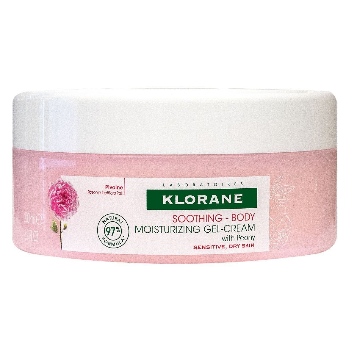 Klorane Soothing Body Moisturizing Gel-Cream With Peony Ενυδατική Θρεπτική Φροντίδα για την Ξηρή Ευαίσθητη Επιδερμίδα 200ml
