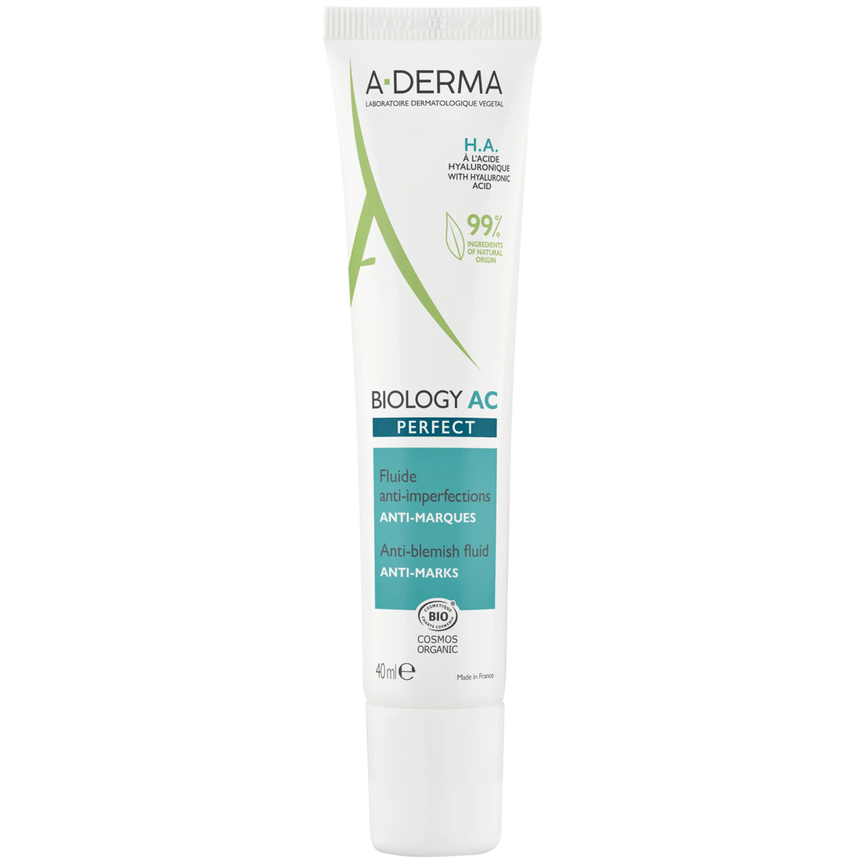 A-Derma Biology AC Perfect Anti-Marks & Anti-Blemish Face Fluid Αντιγηραντική Κρέμα Προσώπου Ελαφριάς Υφής για Λιπαρές, Μικτές Επιδερμίδες Κατά των Ατελειών & των Σημαδιών 40ml