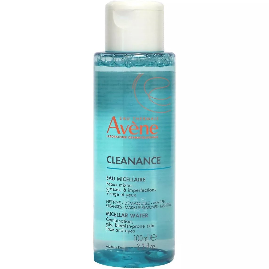 Avene Cleanance Micellar Water for Face & Eyes Travel Size Μικυλλιακό Νερό Ντεμακιγιάζ για Λιπαρά & Μικτά Δέρματα με Ατέλειες 100ml