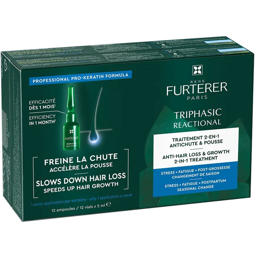 Rene Furterer Triphasic Reactional Anti-Hair Loss & Growth 2in1 Treatment Αγωγή 2 σε 1 Κατά της Αντιδραστικής Τριχόπτωσης & για Ενίσχυση της Ανάπτυξης των Μαλλιών 60ml (12vialsx5ml)