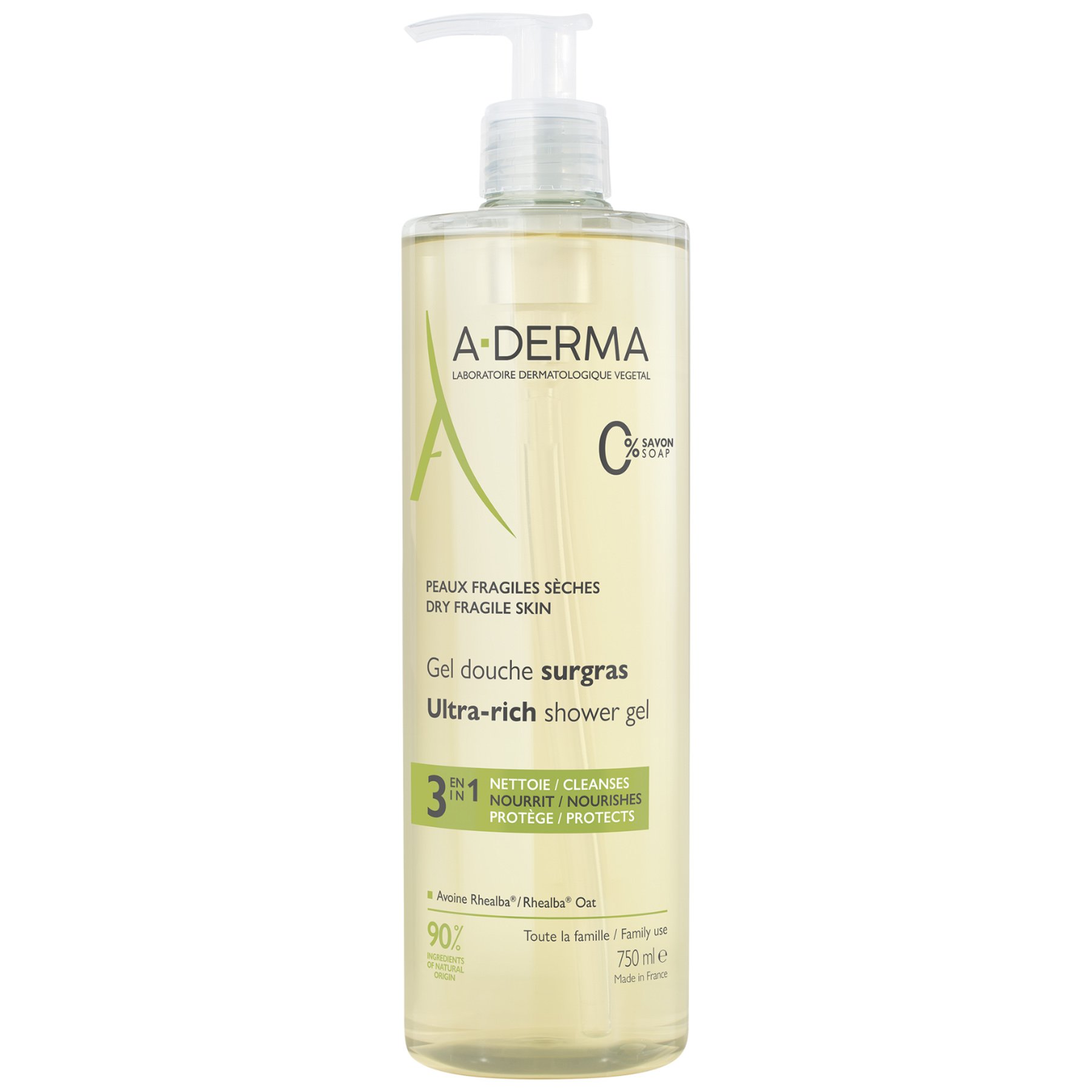A-Derma A-Derma Ultra Rich 3-in-1 Shower Gel Εξαιρετικά Πλούσιο Τζελ Καθαρισμού για το Ξηρό Δέρμα 750ml
