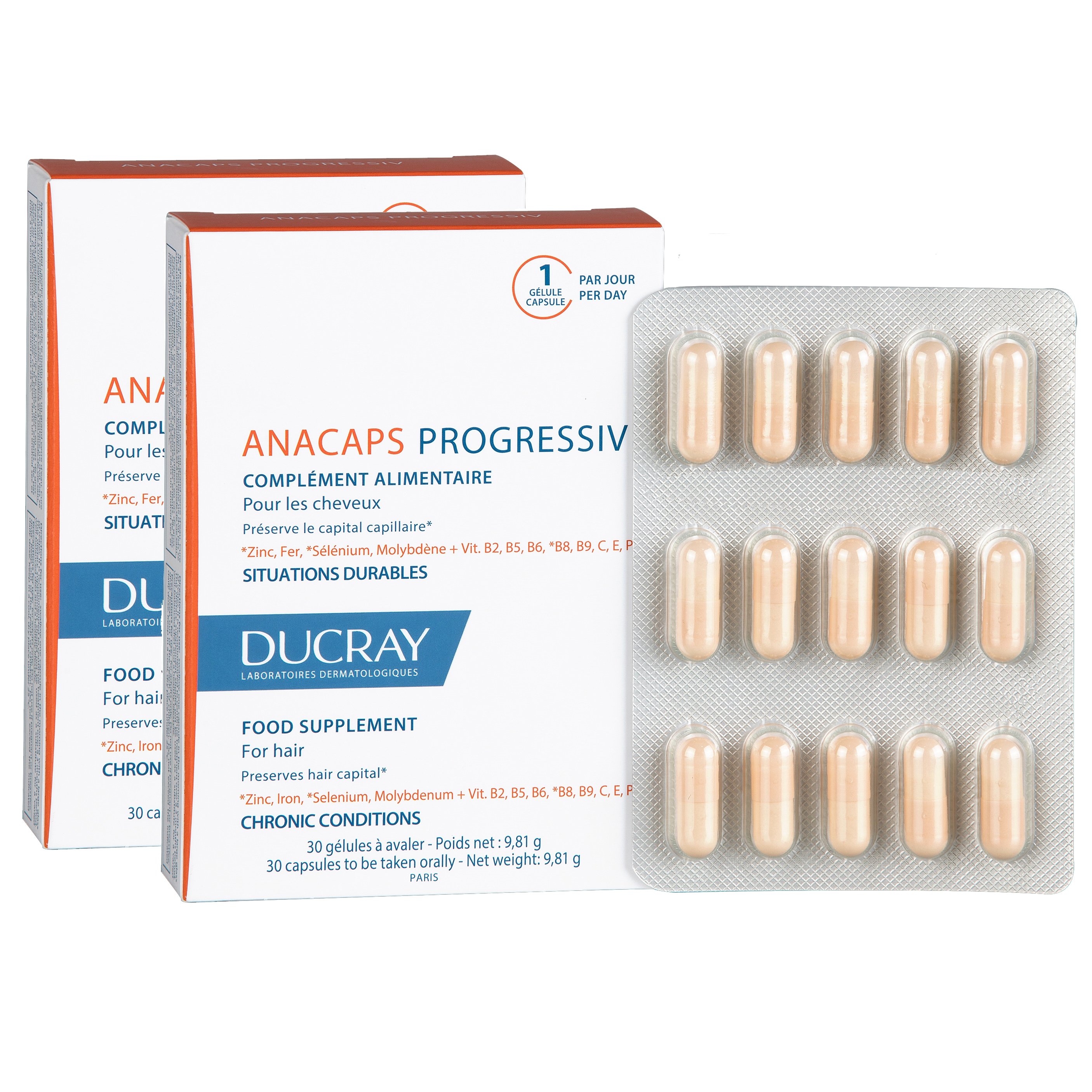 Ducray Anacaps Progressiv Συμπλήρωμα Διατροφής Κατά της Προοδευτικής Τριχόπτωσης 2x30caps Promo -20% στο 2ο Προϊόν