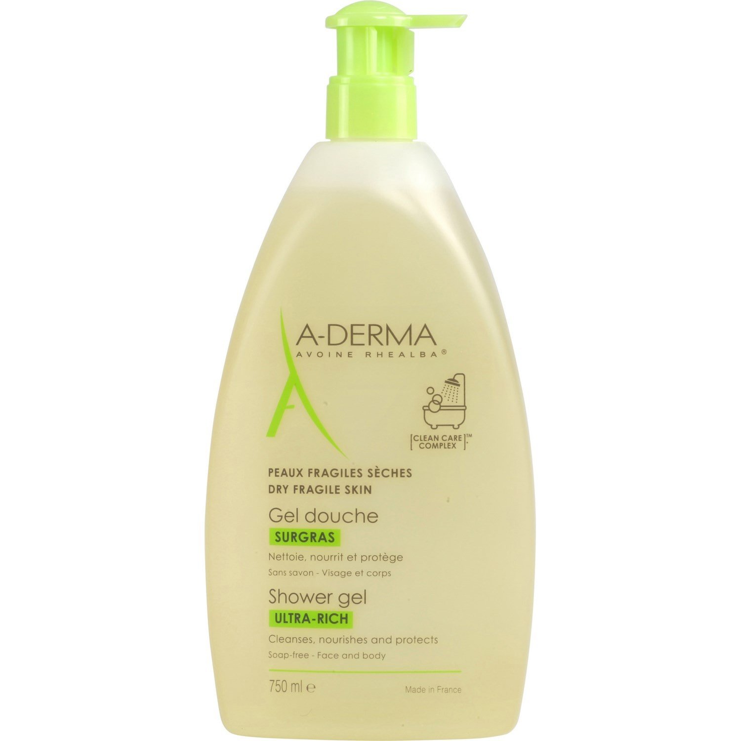 A-Derma Soins Originels Gel Douche Surgras Πλούσιο Gel Καθαρισμού για Ξηρά Δέρματα, Πρόσωπο-Σώμα 750ml