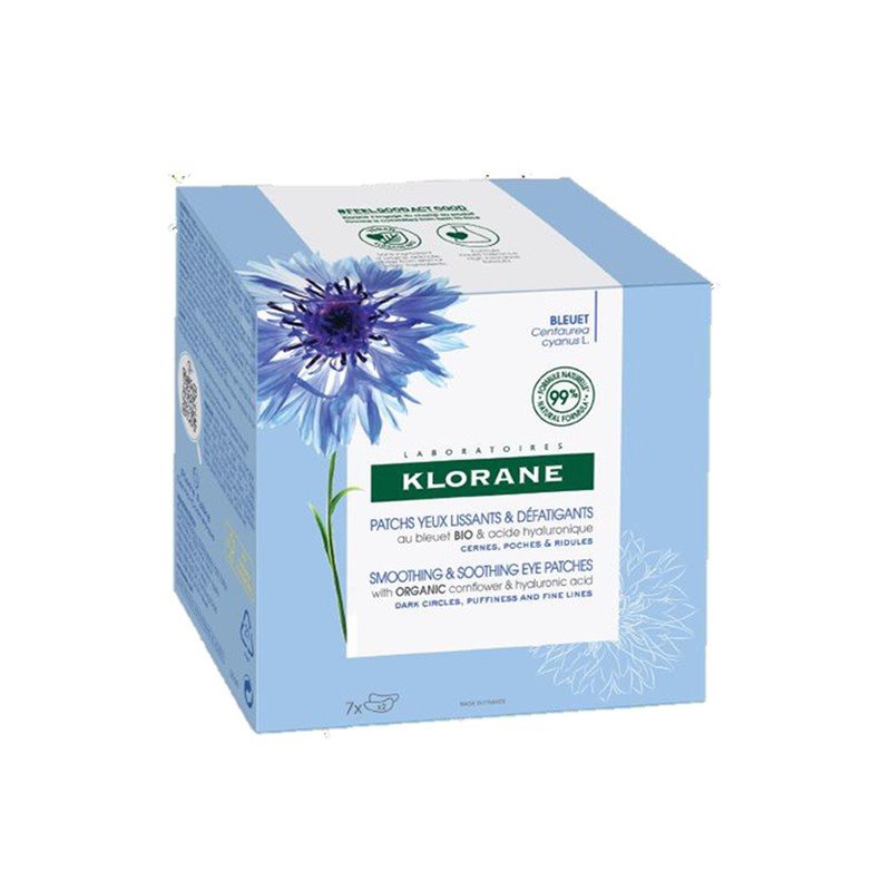 Klorane Bleuet Smoothing & Soothing Eye Patches with Organic Cornflower & hyaluronic Acid 7x2Patches