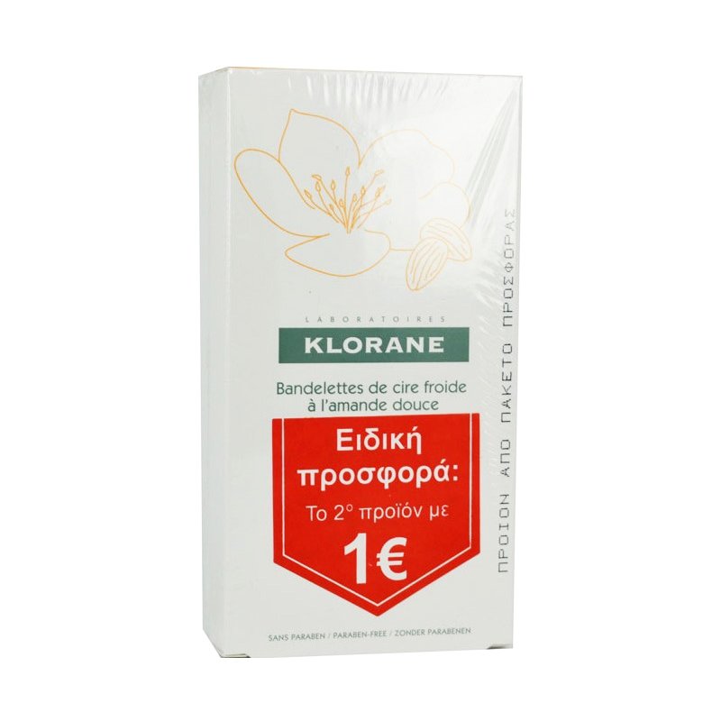 Klorane Cold Wax Small Strips With Sweet Almond Promo Διπλές Αποτριχωτικές Ταινίες Το 2ο Προϊόν με 1€ 2×6 Ταινίες