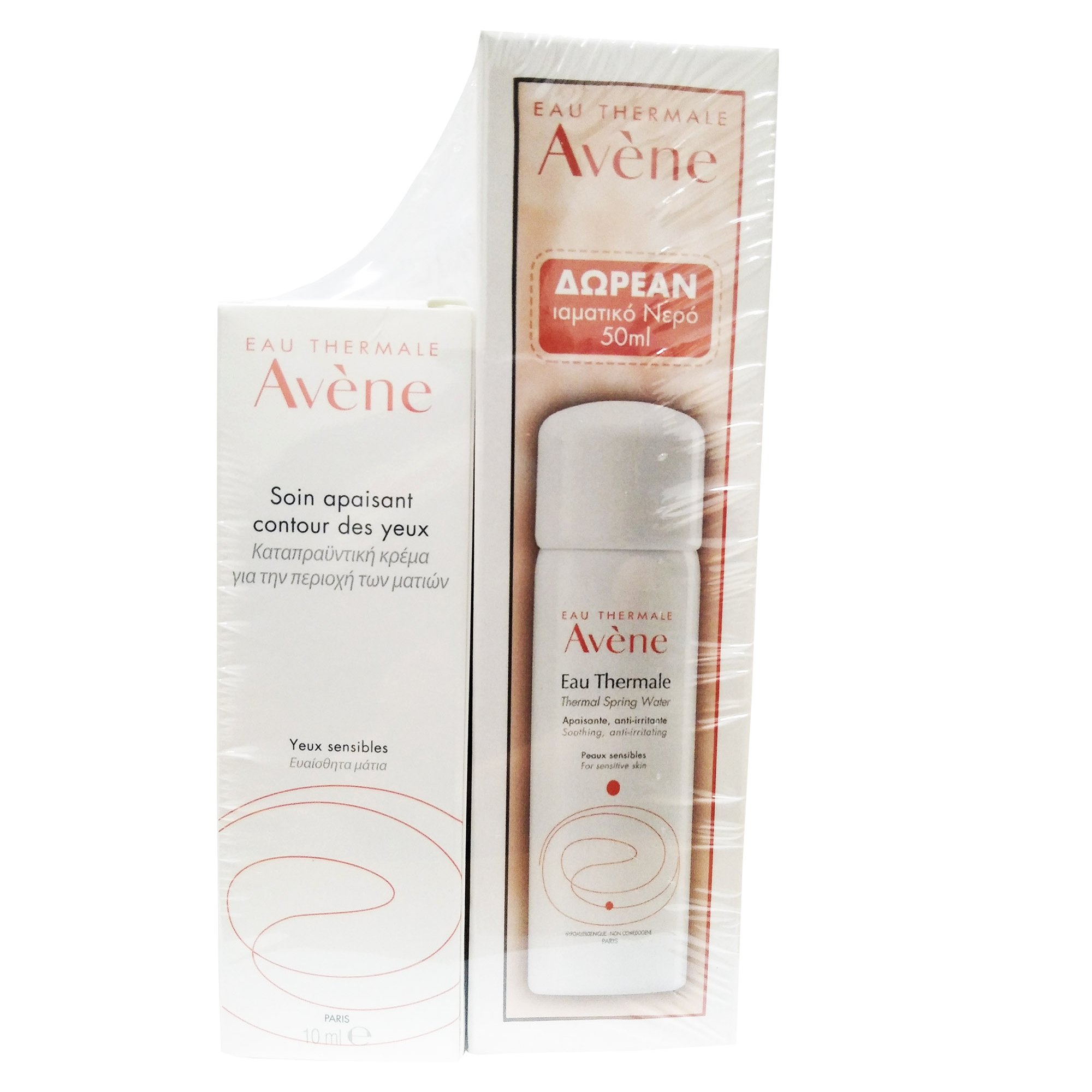 Avene Soin Apaisant Contour Des Yeux Αποσυμφορεί και Καταπραΰνει την Περιοχή των Ματιών 10ml & Δώρο Eau Thermale Water 50ml