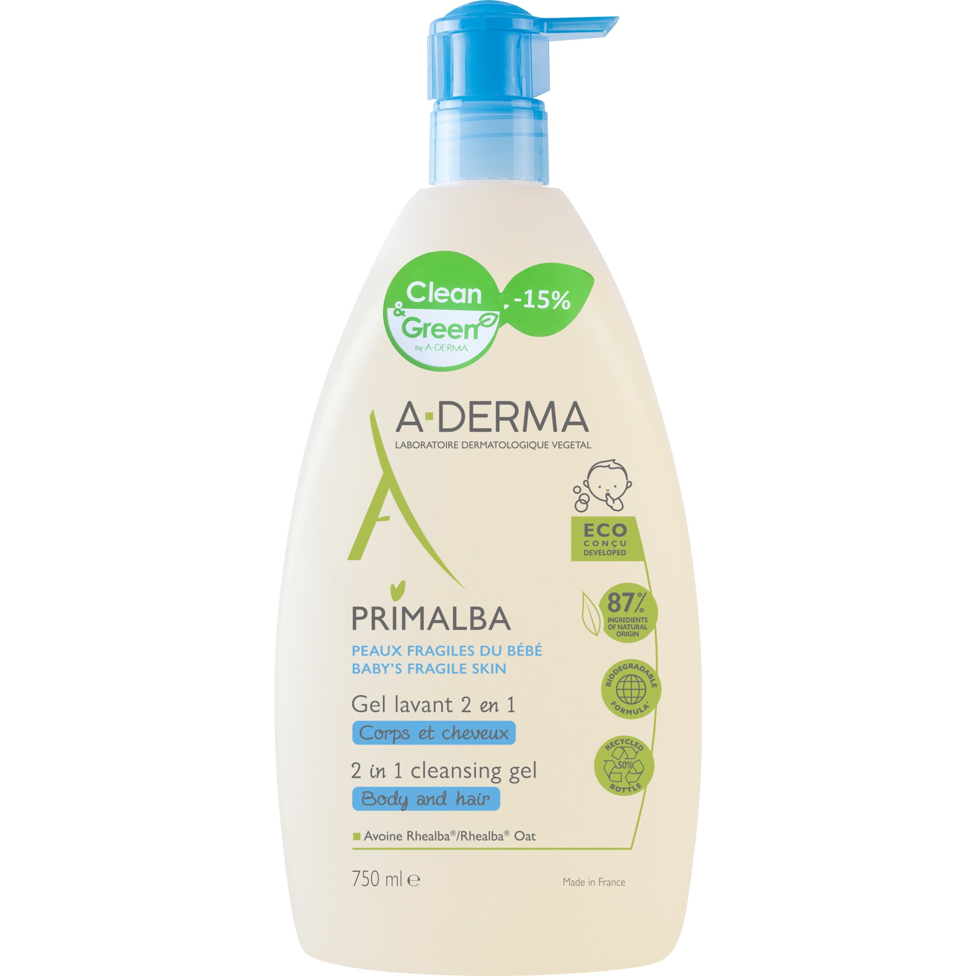 A-Derma A-Derma Promo Primalba Cleansing Gel 2in1 Body & Hair Απαλό Βρεφικό Σαμπουάν - Αφρόλουτρο Χωρίς Δάκρυα 750ml