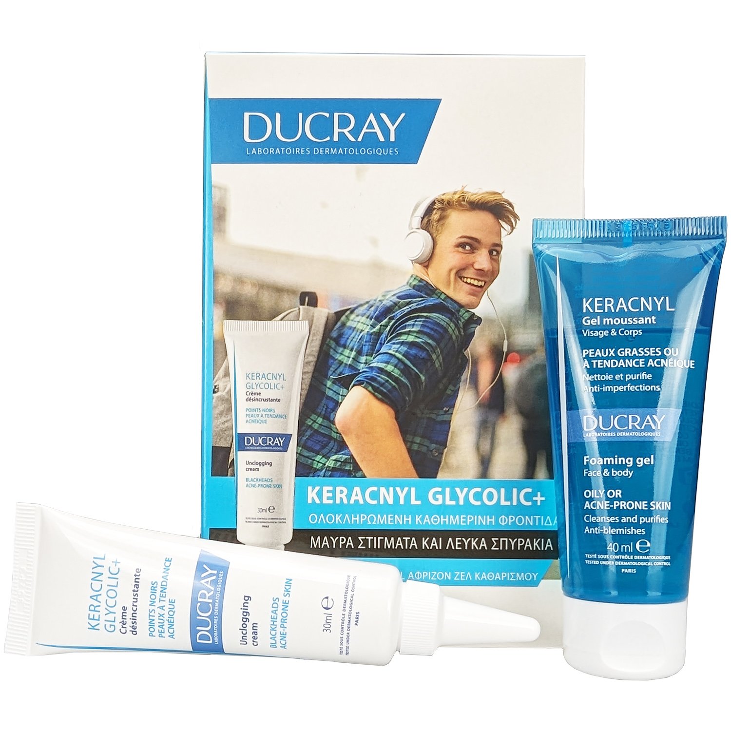 Ducray Ducray Πακέτο Προσφοράς Keracnyl Glycolic+ Unclogging Cream 30ml & Foaming Gel 40ml