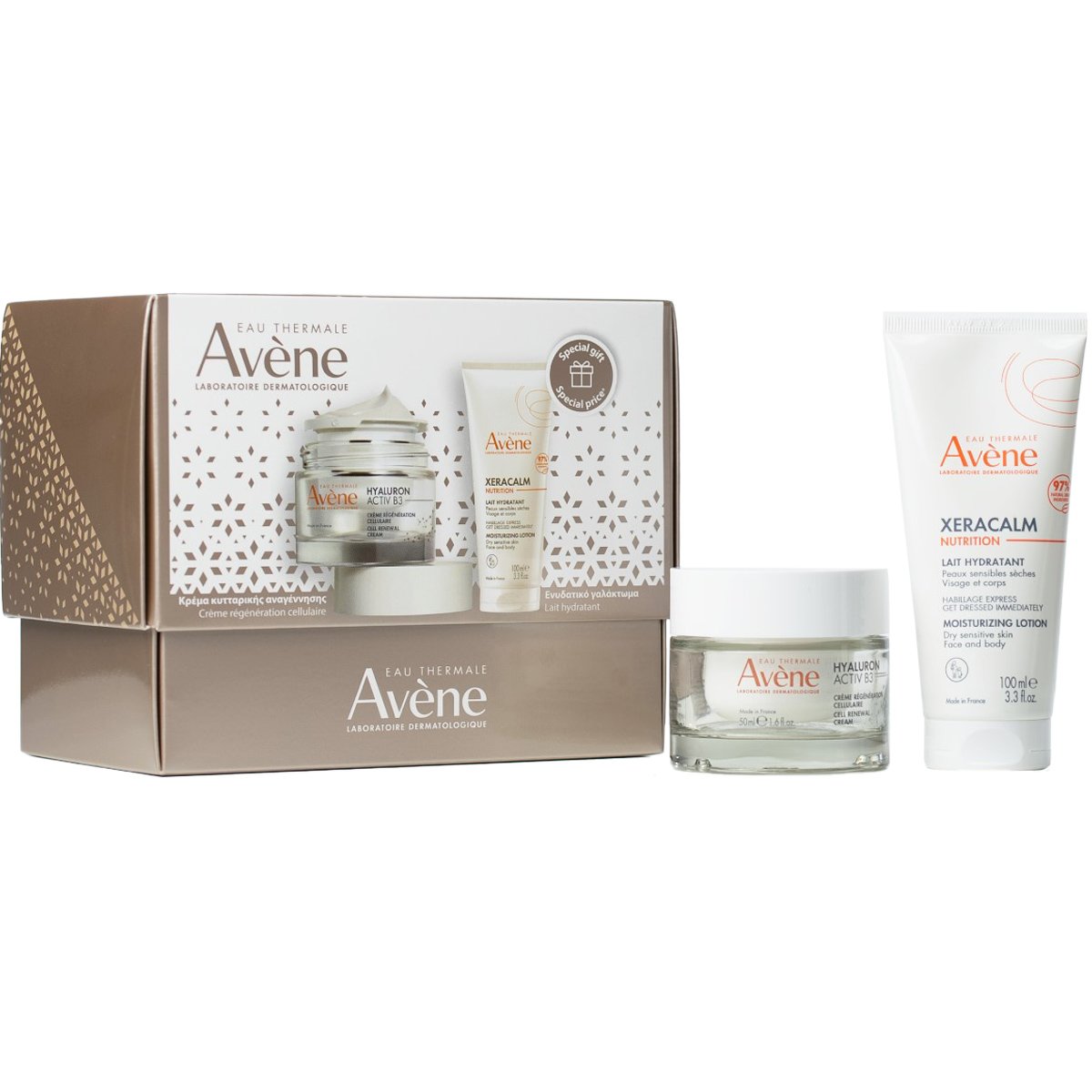 Avene Promo Hyaluron B3 Cell Renewall Cream 50ml & Xeracalm Nutrition Face – Body Moisturizing Lotion 100ml