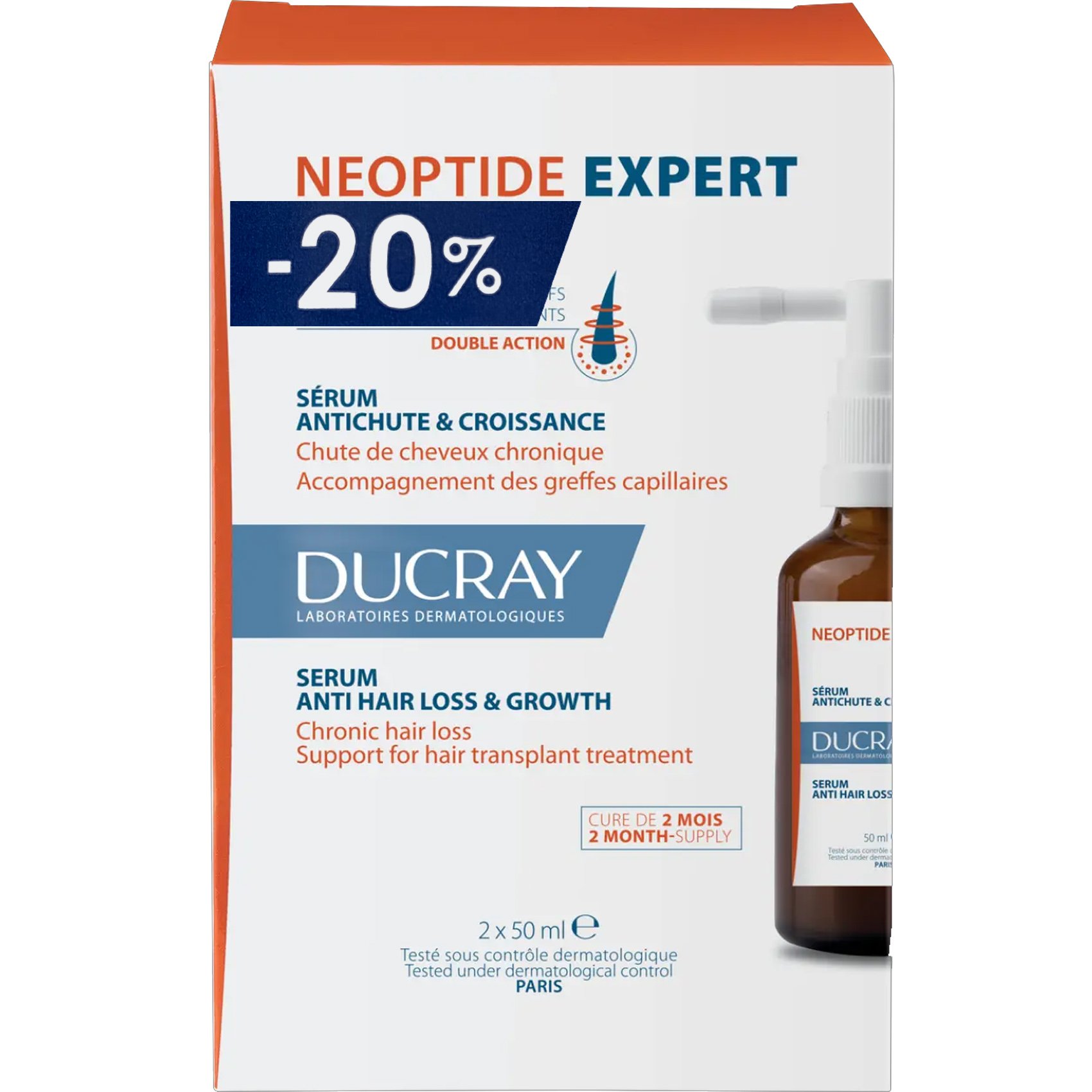 Ducray Neoptide Expert Double Action Anti-Hair Loss Serum Ορός με Δράση Κατά της Τριχόπτωσης που Προάγει την Ανάπτυξη των Μαλλιών 2x50ml σε Ειδική Τιμή