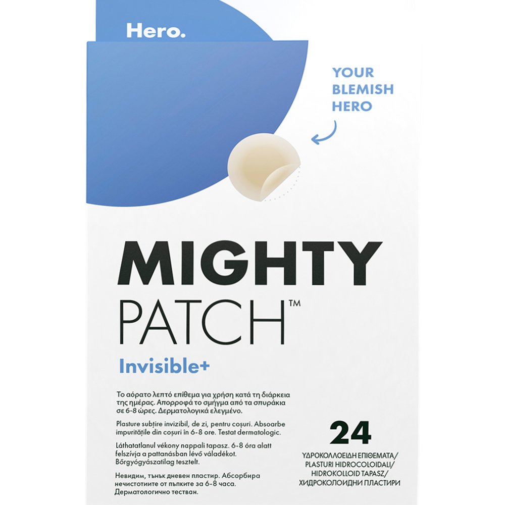 Hero. Hero. Invisible+ Mighty Patch Αόρατο Λεπτό Επίθεμα Ημέρας Τοπικής Εφαρμογής για Απορρόφηση του Σμήγματος από τα Σπυράκια Μέσα σε 6 με 8 Ώρες 24 Τεμάχια