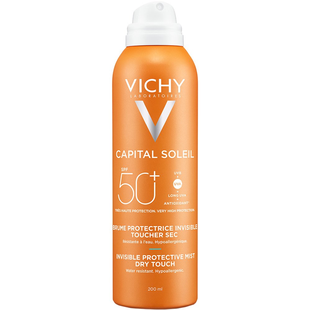Vichy Capital Soleil Spf50+ Invisible Protective Mist Αντηλιακό Σώματος Πολύ Υψηλής Προστασίας σε Μορφή Mist Ανθεκτικό στο Νερό με Ενυδατική Δράση 200ml