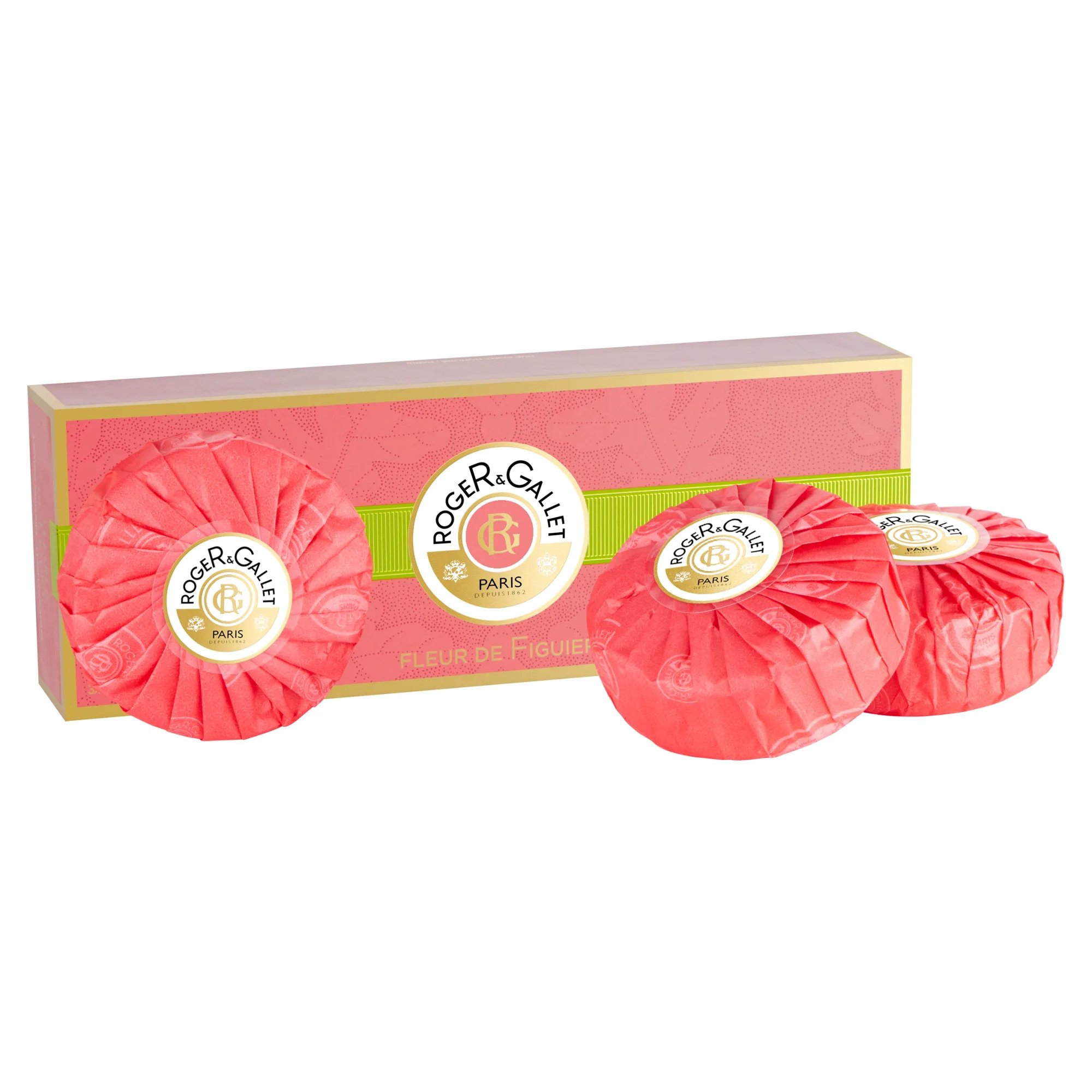 Roger & Gallet Fleur De Figuier Perfumed Soap Bar Κασετίνα με Φυτικά Σαπούνια Σώματος με Άρωμα Ανθού Συκιάς 3x100gr