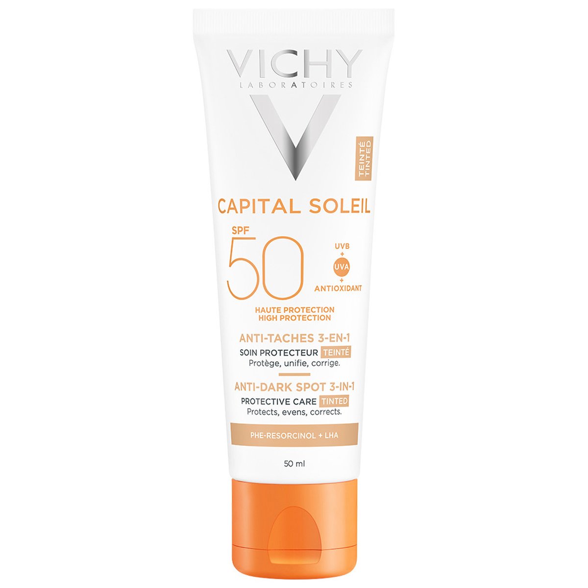 Vichy Vichy Capitall Soleil Spf50+ Cream 3-in-1 Tinted Anti Dark Spots Αντηλιακή Κρέμα Πολύ Υψηλής Προστασίας με Χρώμα Κατά των Κηλίδων 50ml
