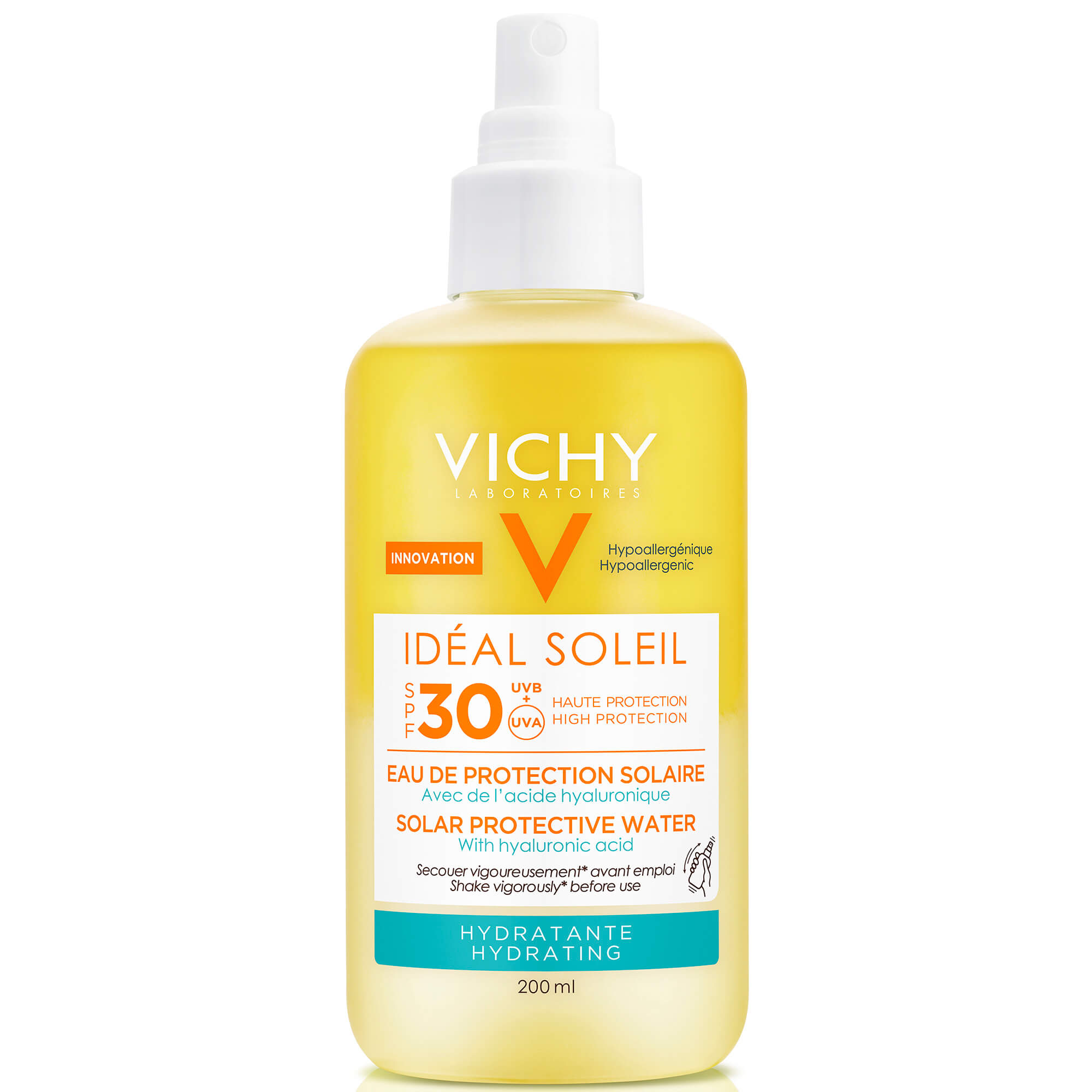 Vichy Ideal Soleil Spf30 Νερό Υψηλής Προστασίας από τον Ήλιο με Υαλουρονικό Οξύ για Άμεση Ενυδάτωση 200ml