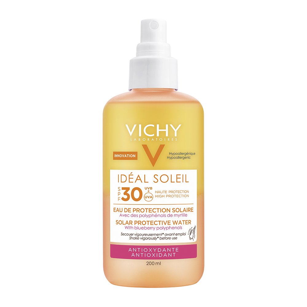 Vichy Ideal Soleil Spf30 Νερό Υψηλής Προστασίας από τον Ήλιο με Πολυφαινόλες Μύρτιλου για Αντιοξειδωτική Δράση 200ml