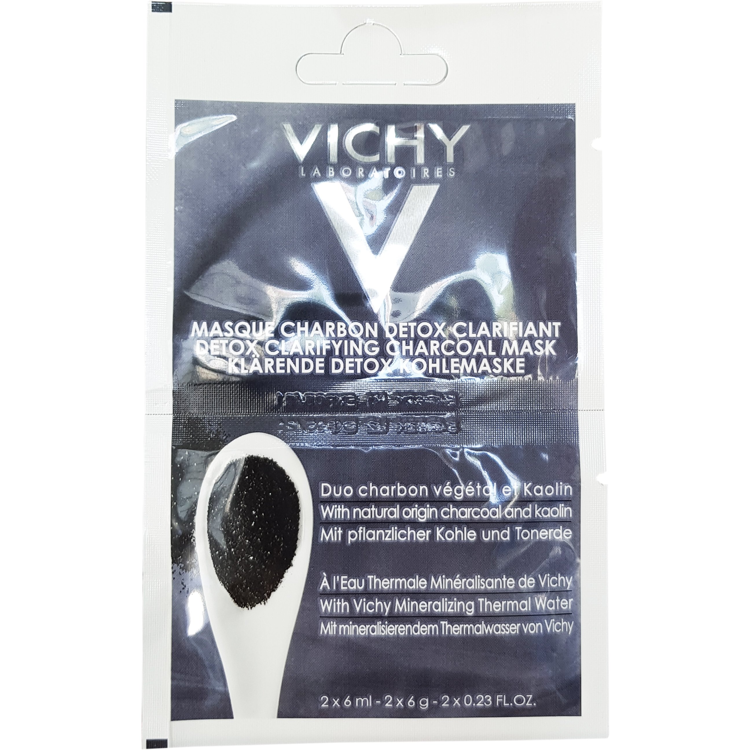 Vichy Detox Clarifying Charcoal Mask Μάσκα Ενεργού Άνθρακα για Καθαρισμό & Αποτοξίνωση 2x6ml