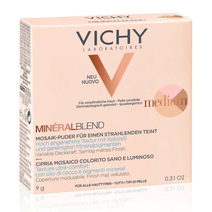 Vichy MineralBlend Make Up Healthy Glow Tri-Colour Powder Medium Τρίχρωμη Πούδρα για Λάμψη & Ενυδατωμένη Επιδερμίδα 9gr