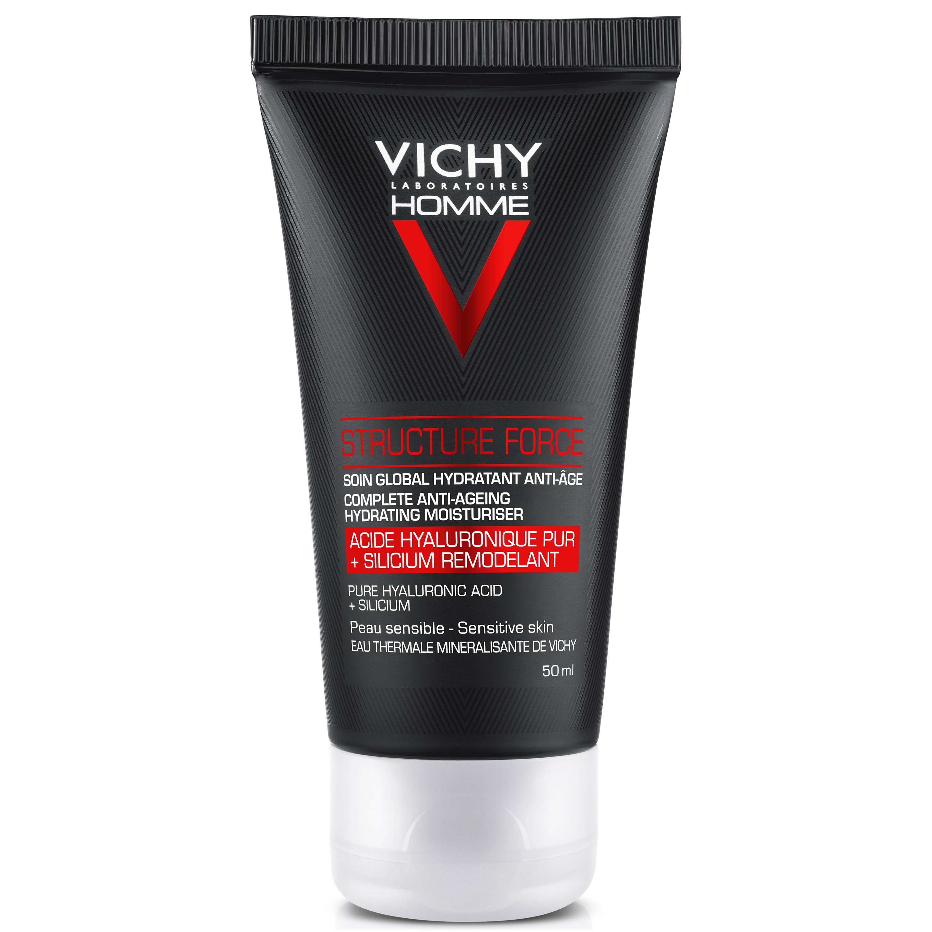Vichy Homme Structure Force Ολοκληρωμένη Αντιγηραντική Φροντίδα Με Υαλουρονικό Οξύ Για Πρόσωπο & Μάτια 50ml