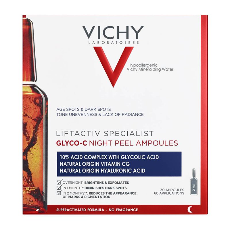 Vichy Liftactiv Specialist Glyco-C Night Peel Σύμπλοκο Γλυκολικού Οξέος με Βιταμίνη C & Υαλουρονικό Οξύ 1.8ml x 30amp