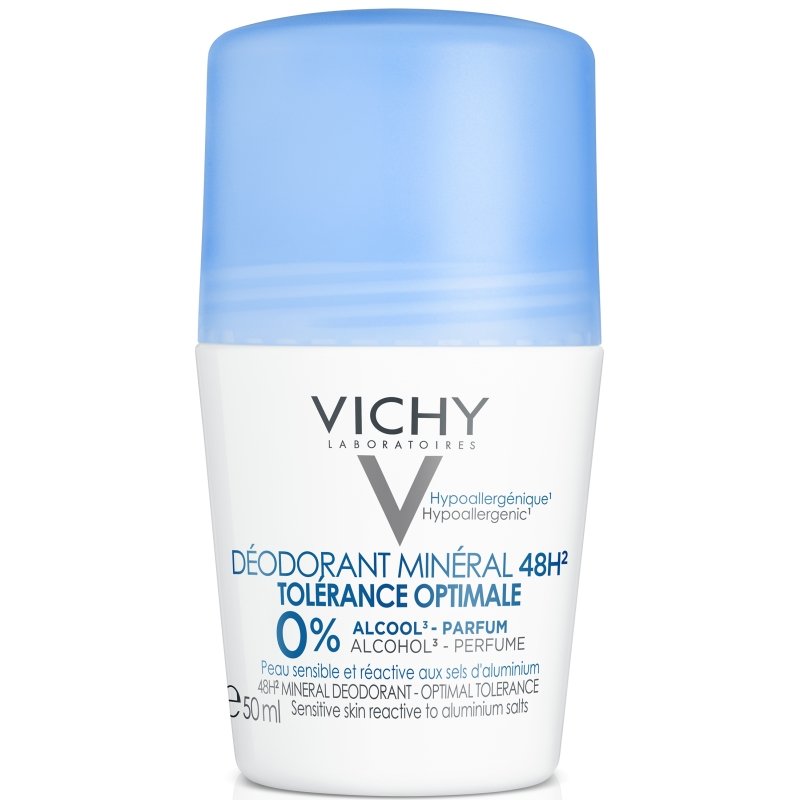 Vichy Deodorant Mineral 48h Tolerance Optimale Roll On Χωρίς Άρωμα για Ευαίσθητη & Αντιδραστική Επιδερμίδα 50ml