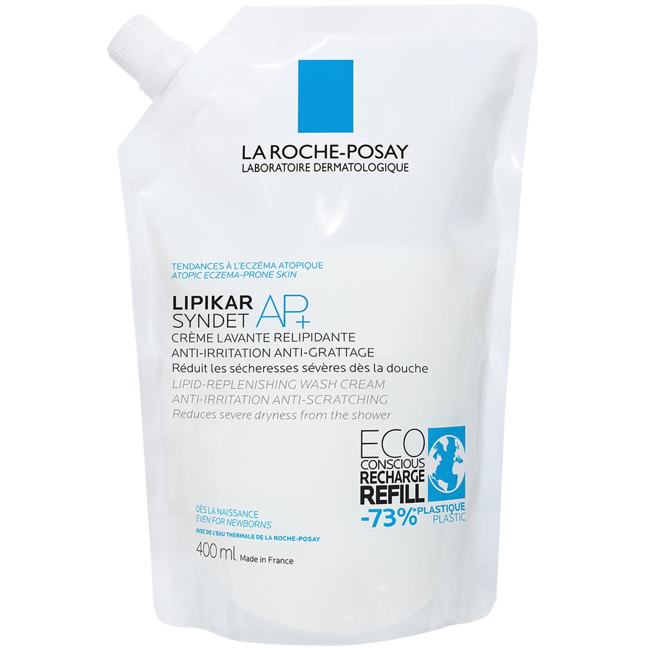 La Roche-Posay Lipikar Syndet AP+ Lipid Replenishing Wash Cream Refill Ανταλλακτικό, Κρεμώδες Αφρόλουτρο για το Ξηρό Δέρμα με Τάση Ατοπίας 400ml