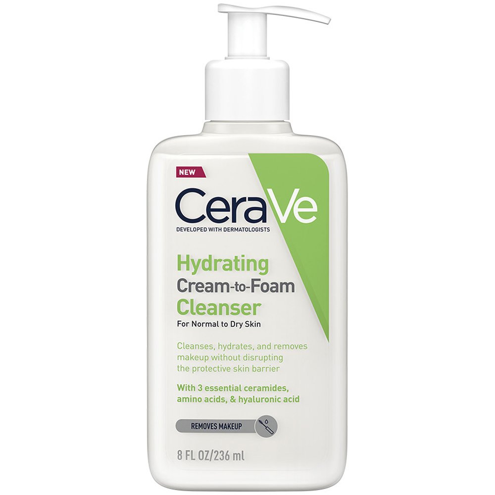 Cerave CeraVe Hydrating Cream to Foam Cleanser for Normal to Dry Skin Αφρώδης Κρέμα Καθαρισμού & Ντεμακιγιάζ Προσώπου Ιδανική για το Κανονικό Έως Ξηρό Δέρμα 236ml